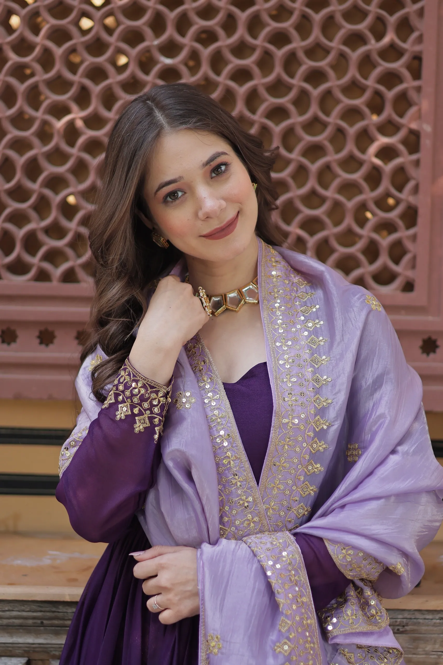 Wedding Wear Purple Anarkali Gown