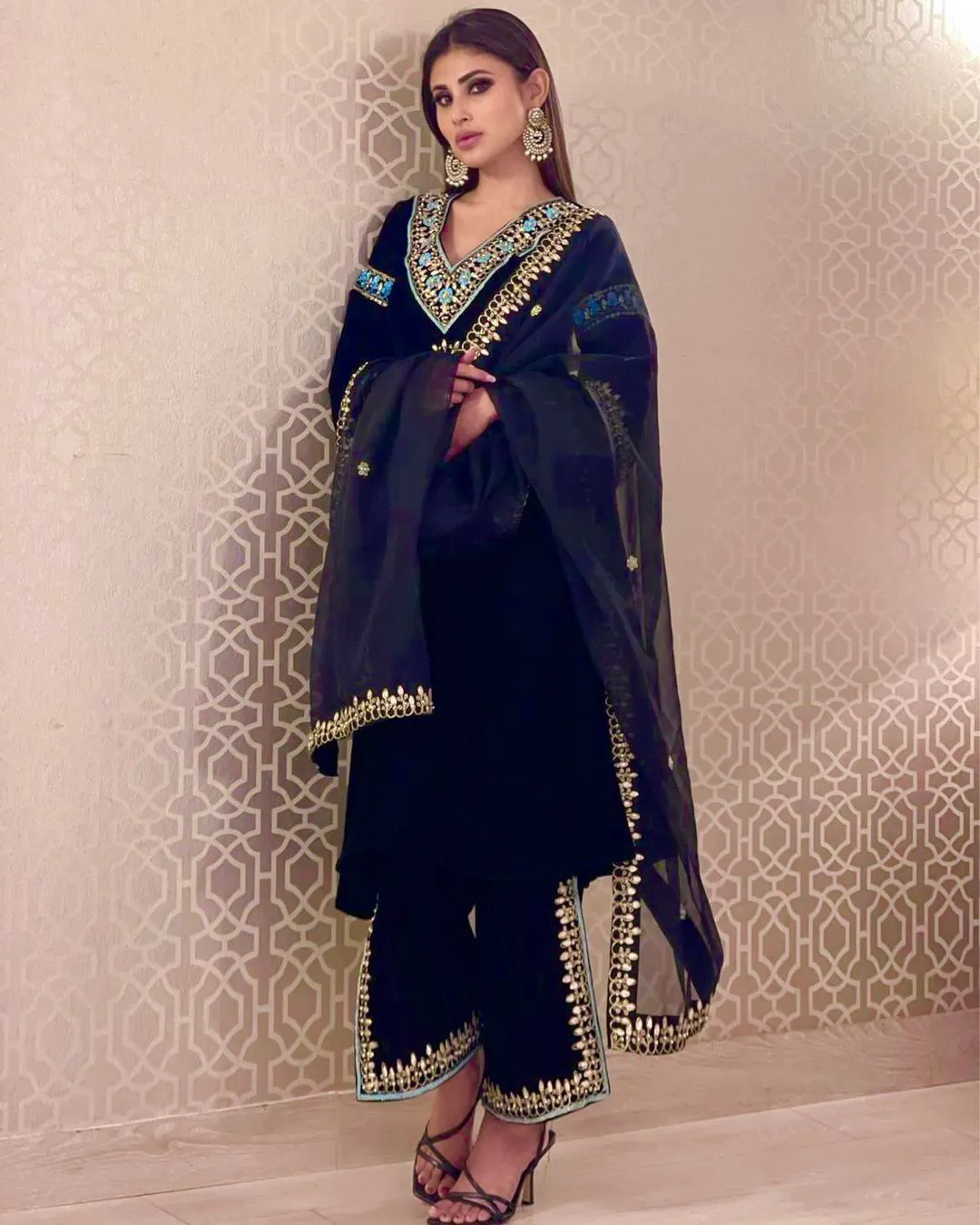 Anarkali Style Velvet Embroidery Suit