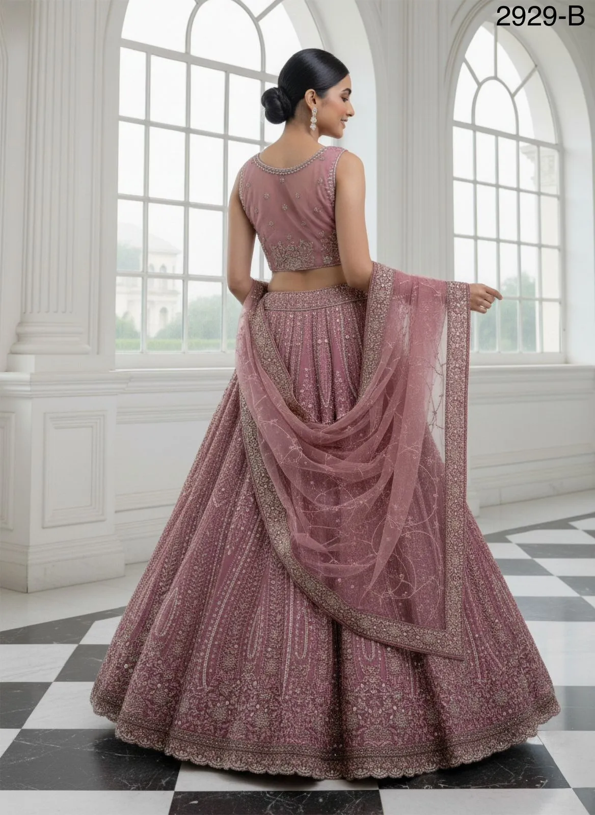 Baby Pink Bridal Net Lehenga