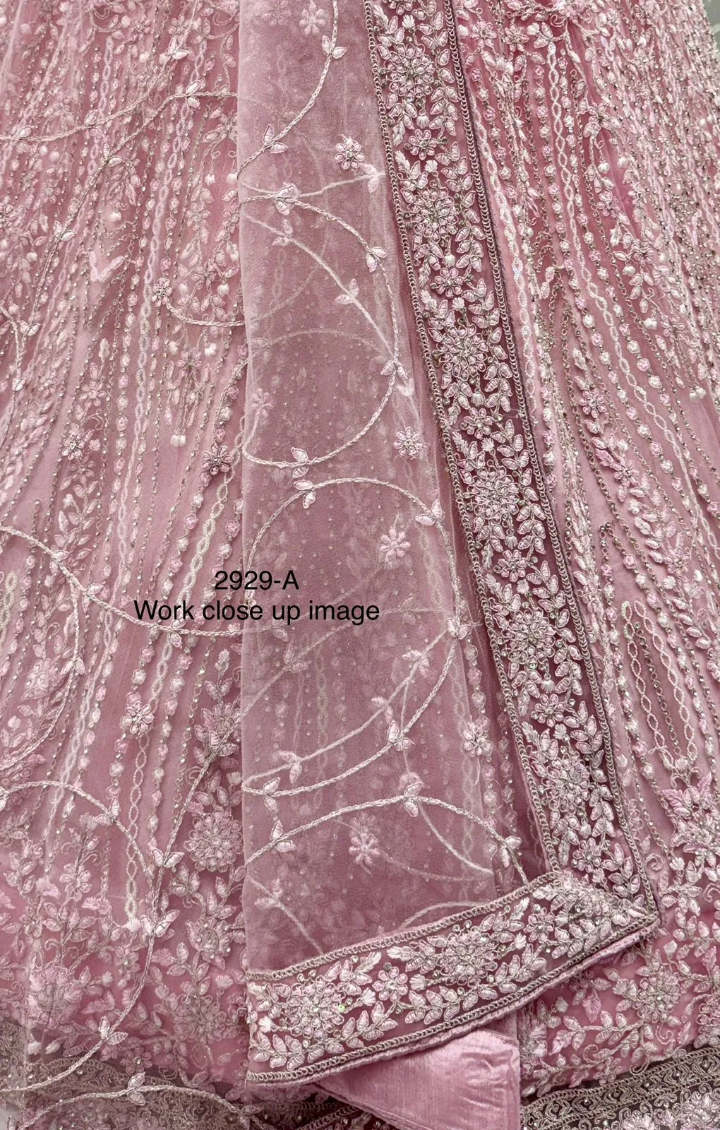 Baby Pink Bridal Net Lehenga