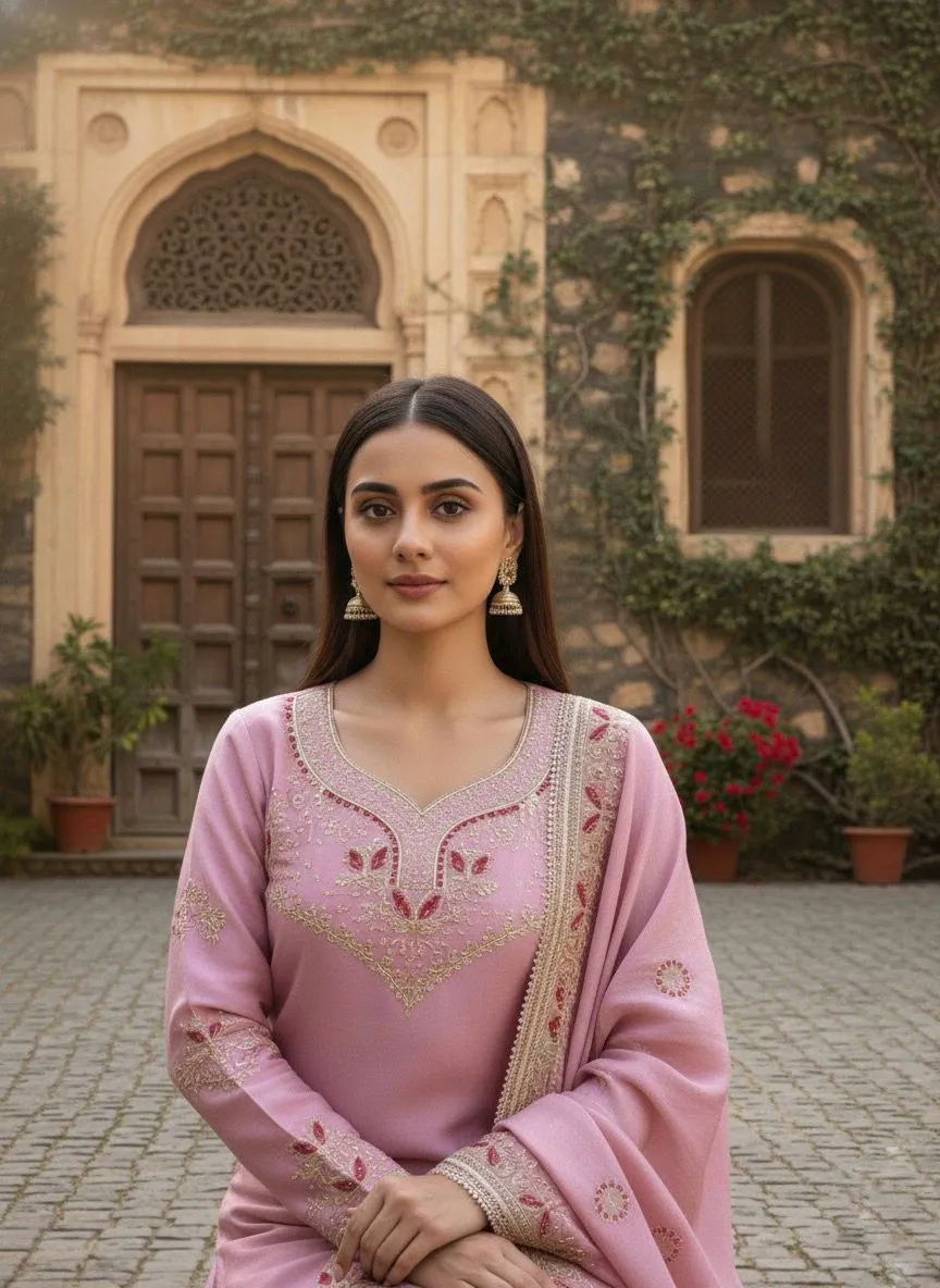 Baby Pink Sharara Suit Set