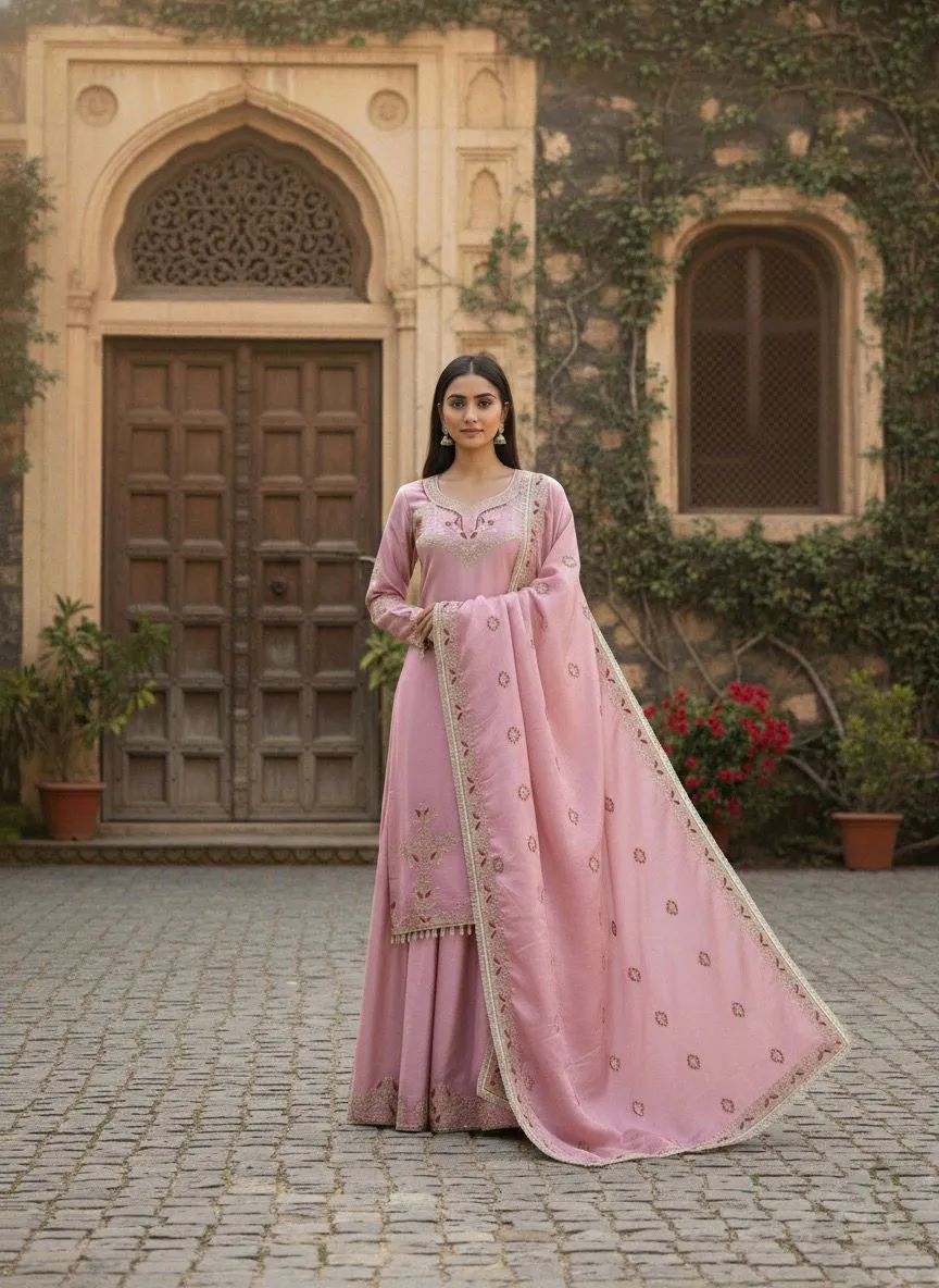 Baby Pink Sharara Suit Set