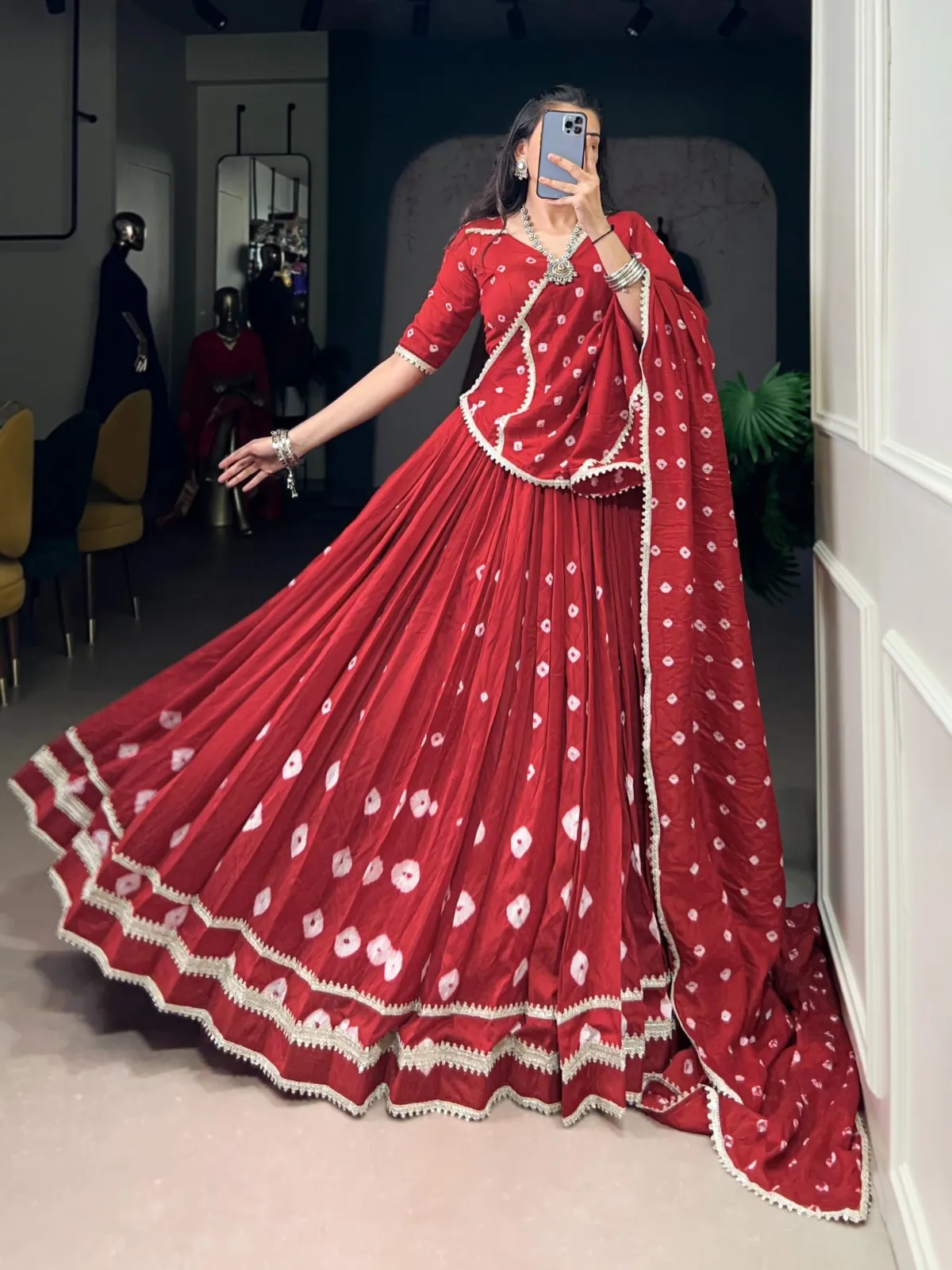Bandhni Printed Big Flair Lehenga  Choli