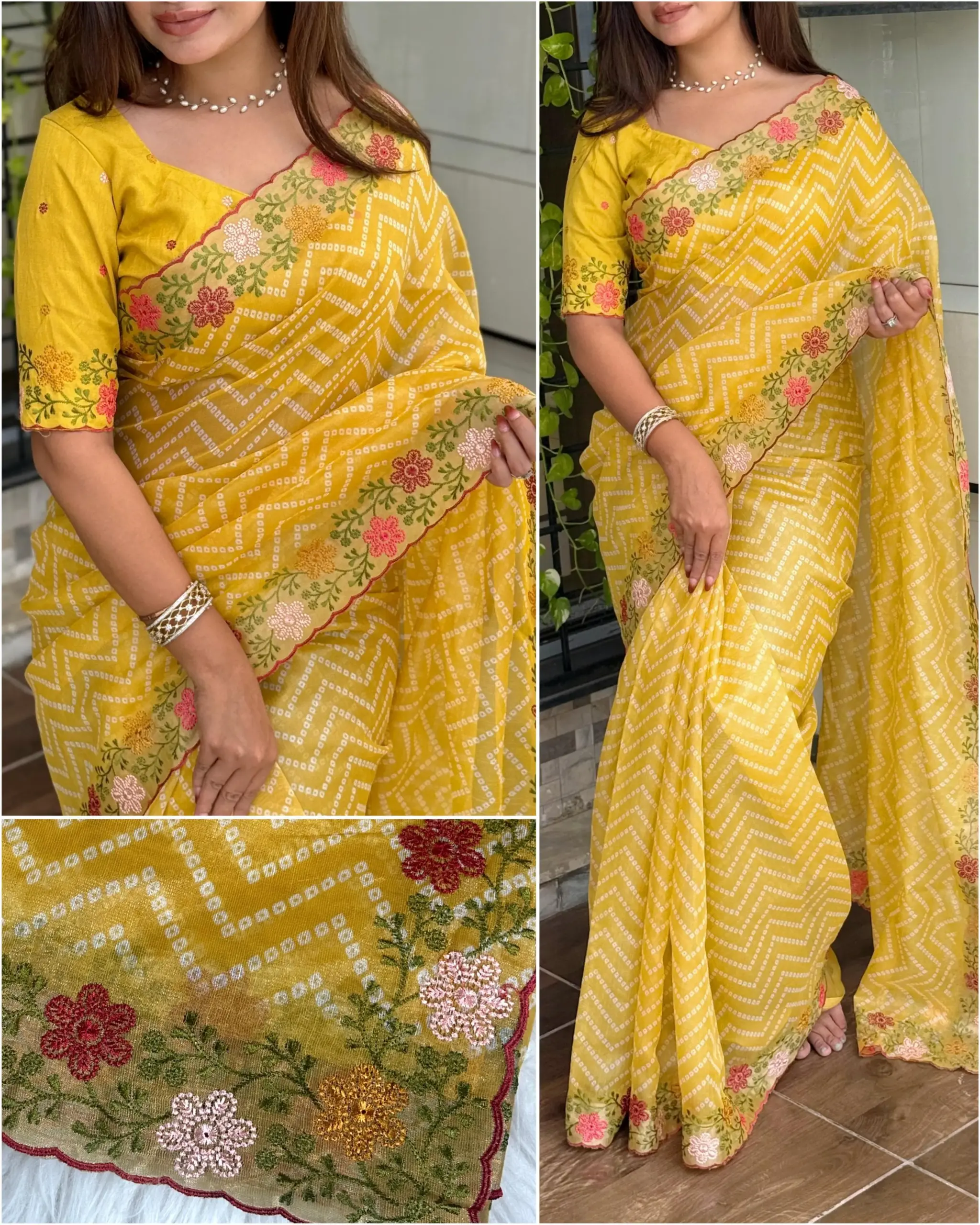 Bandhni Printed Saree Pastel Color