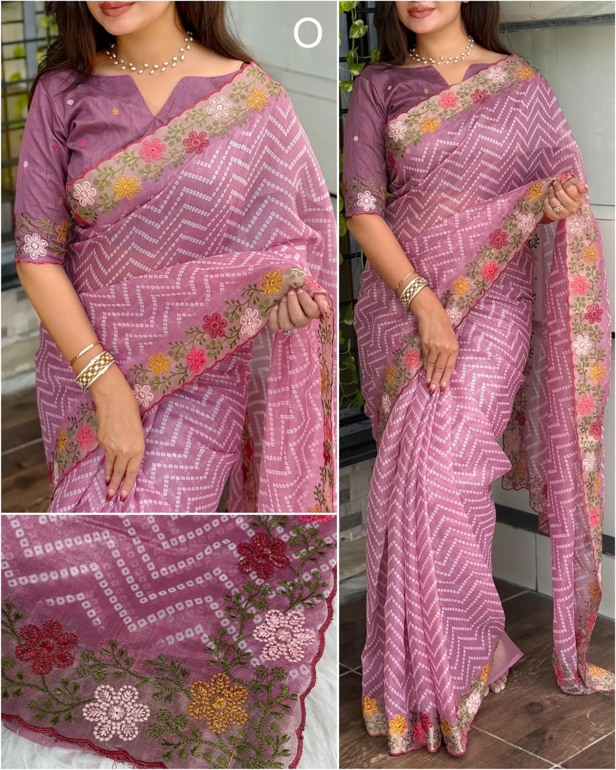 Bandhni Printed Saree Pastel Color