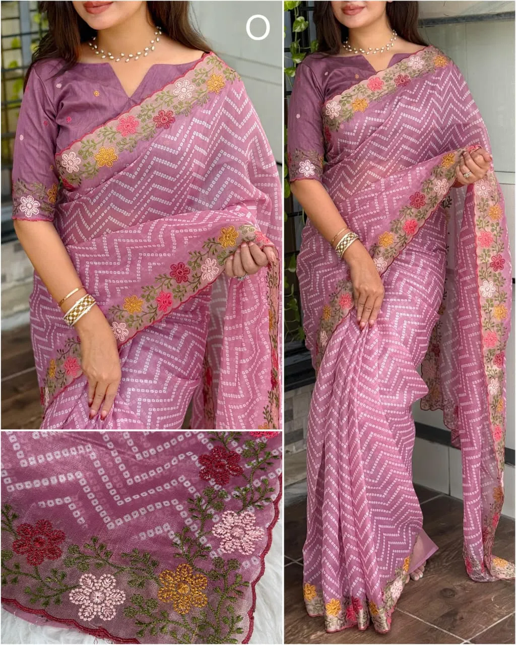 Bandhni Printed Saree Pastel Color