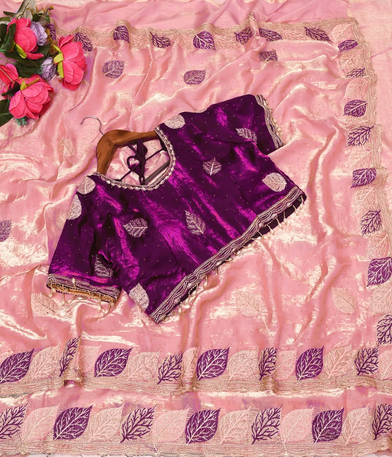 Beautiful Wedding Special Readymade Blouse Saree