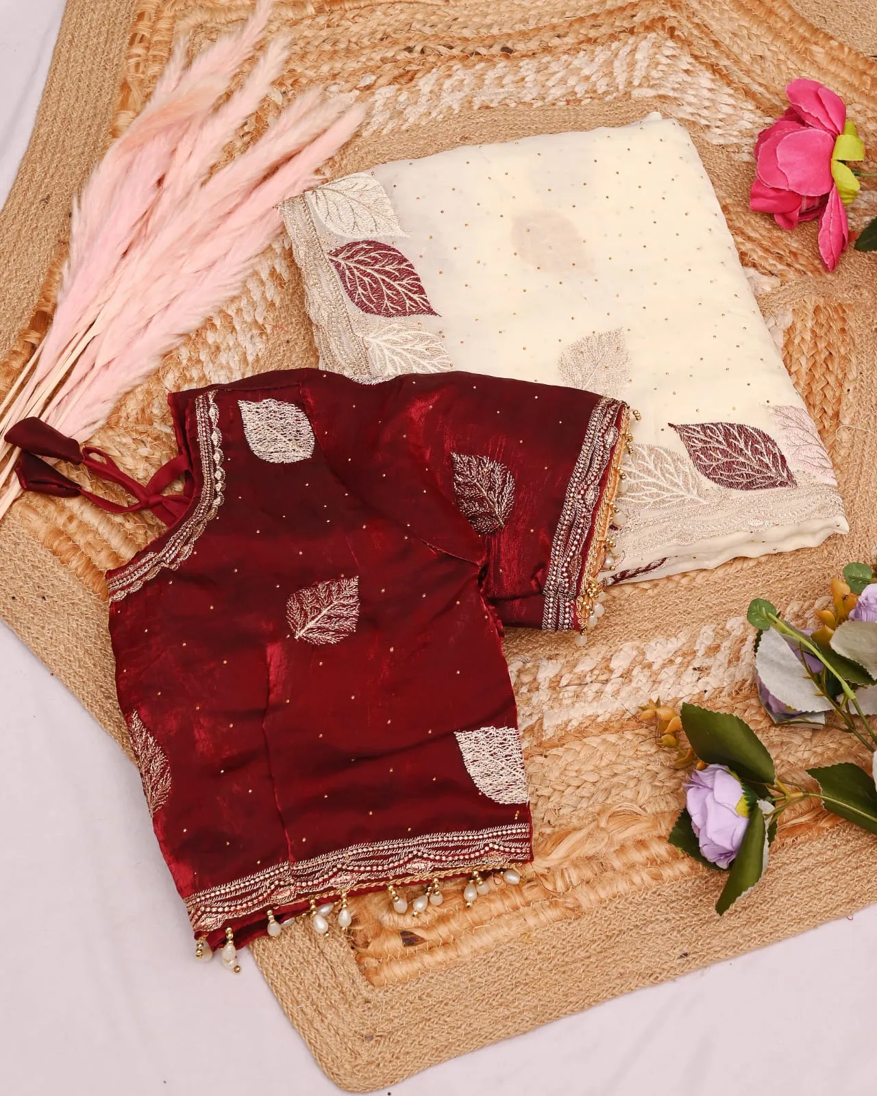 Beautiful Wedding Special Readymade Blouse Saree