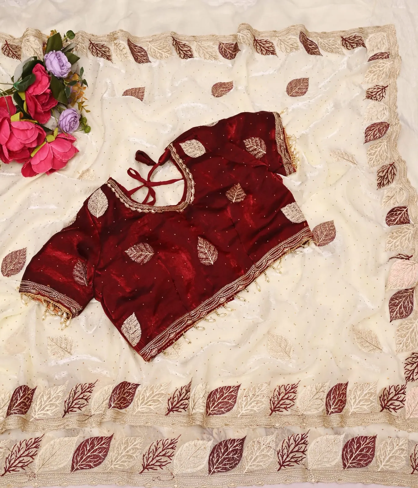 Beautiful Wedding Special Readymade Blouse Saree