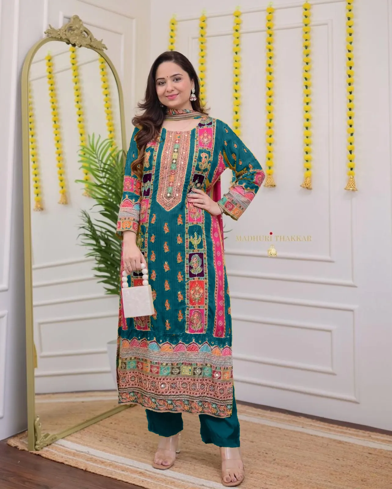 Big Size Readymade Muslin Kurti Set