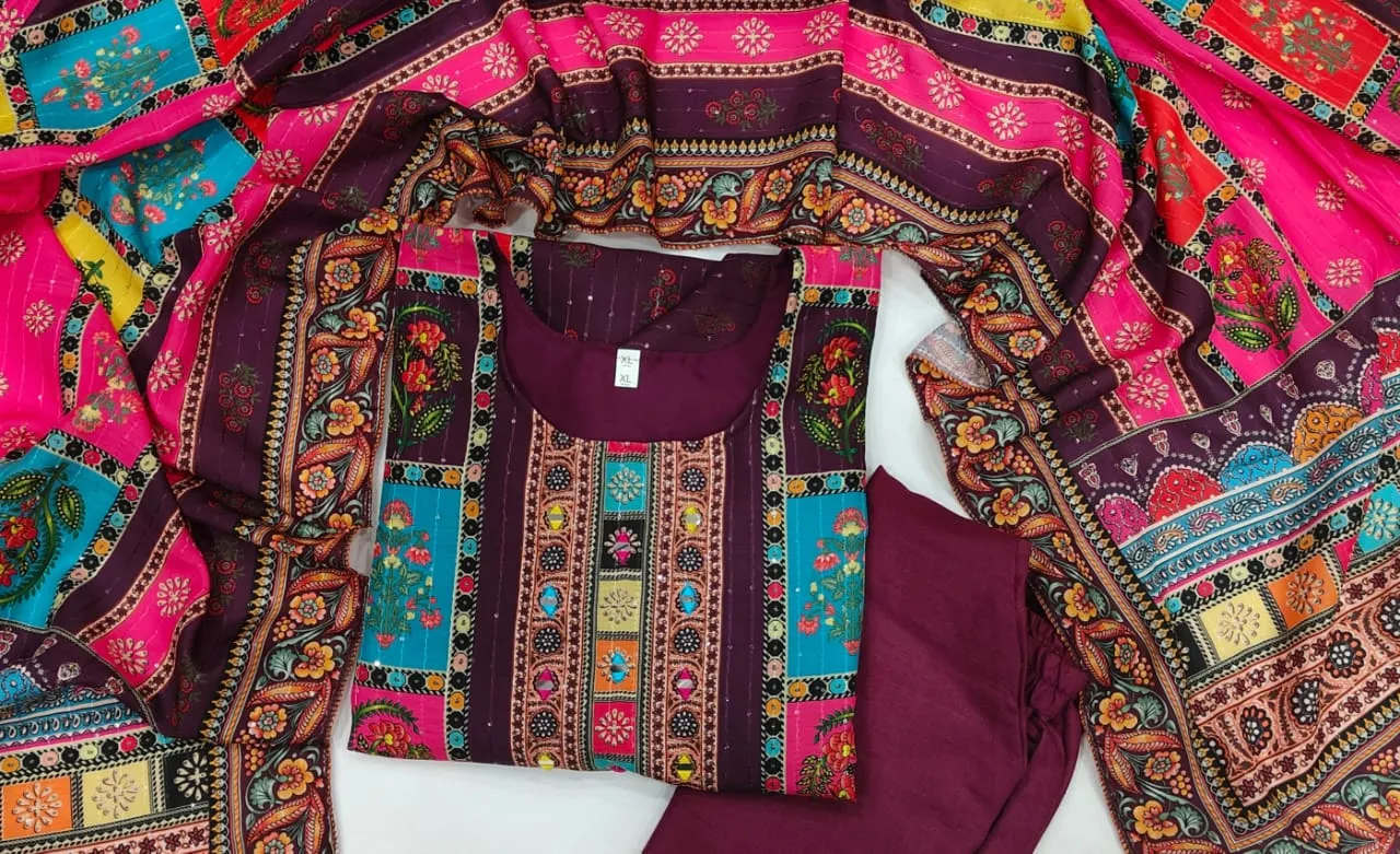 Big Size Readymade Muslin Kurti Set