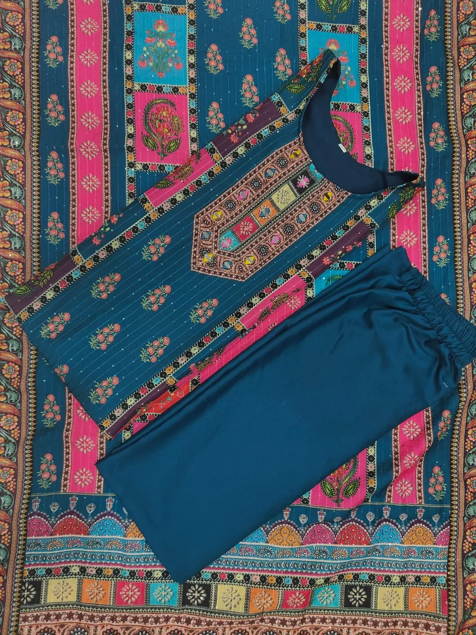 Big Size Readymade Muslin Kurti Set