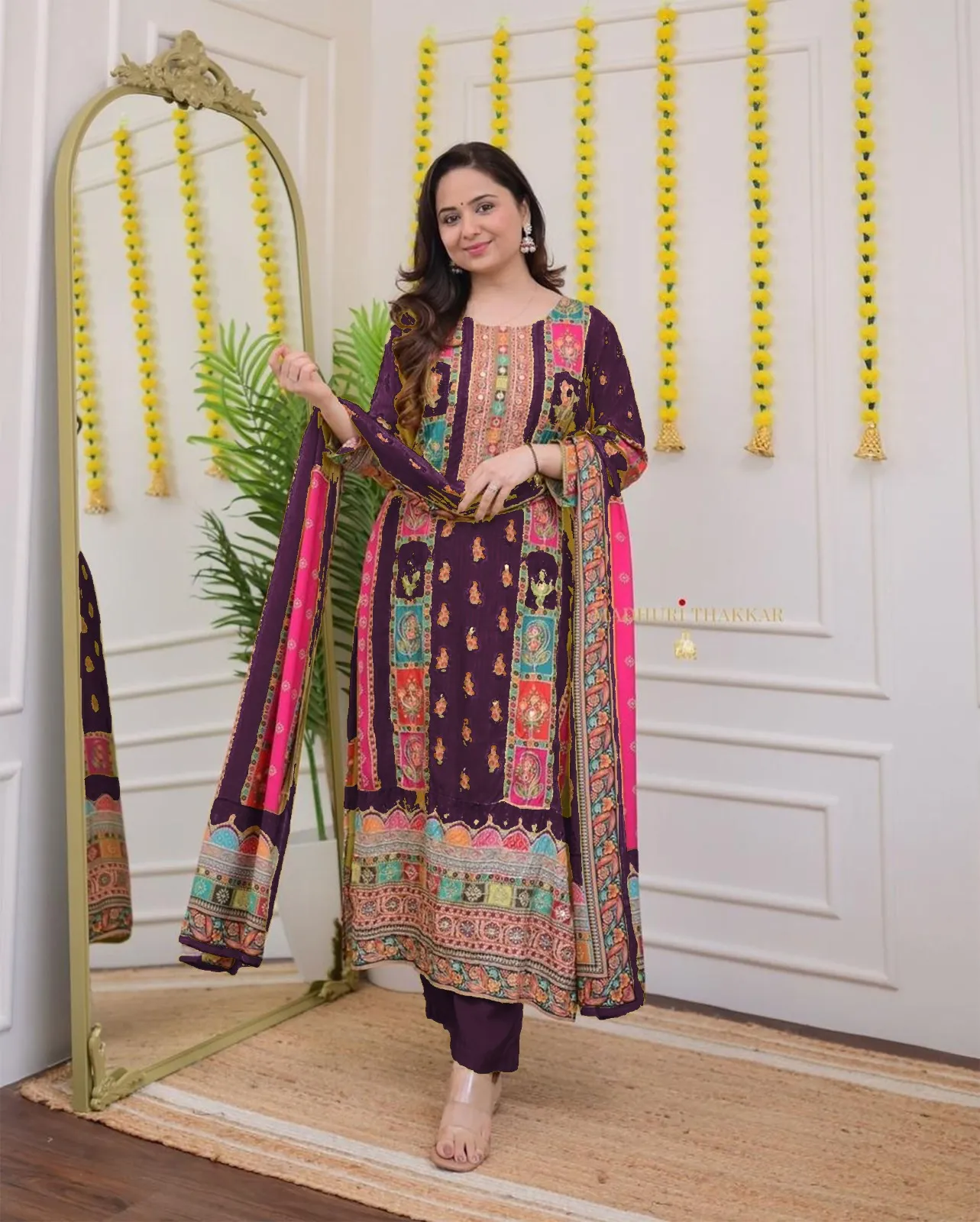Big Size Readymade Muslin Kurti Set