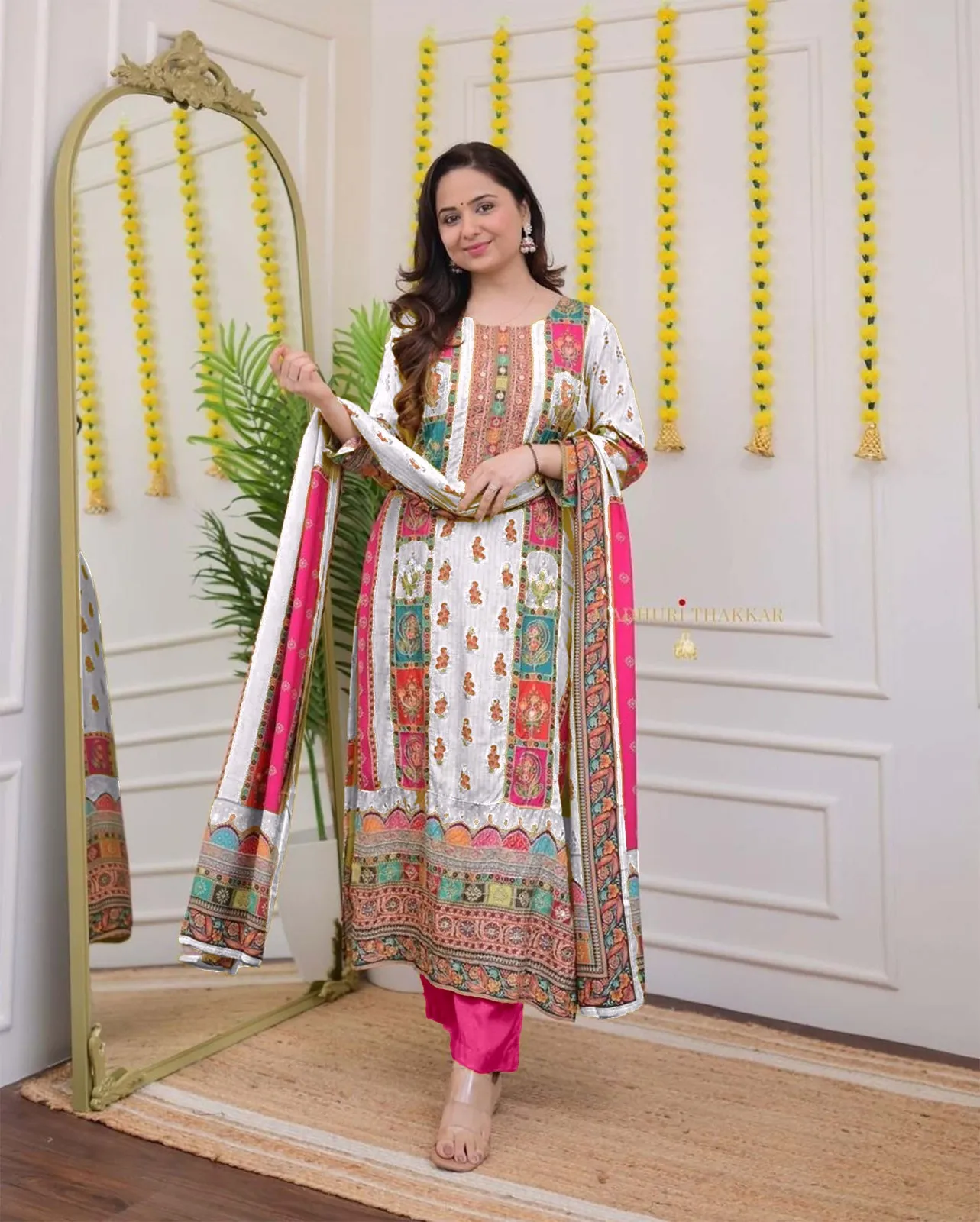 Big Size Readymade Muslin Kurti Set