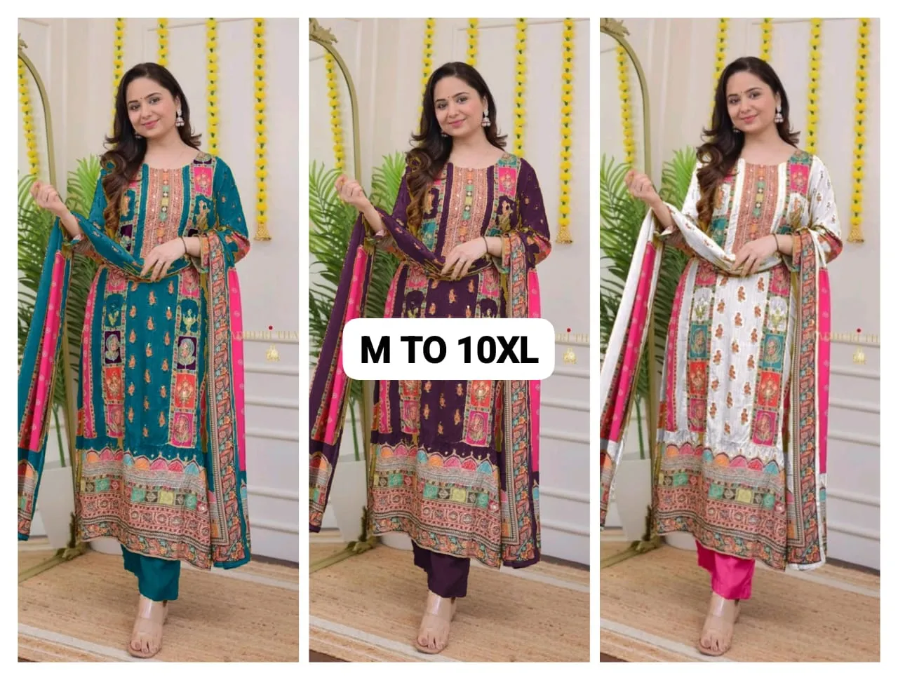 Big Size Readymade Muslin Kurti Set