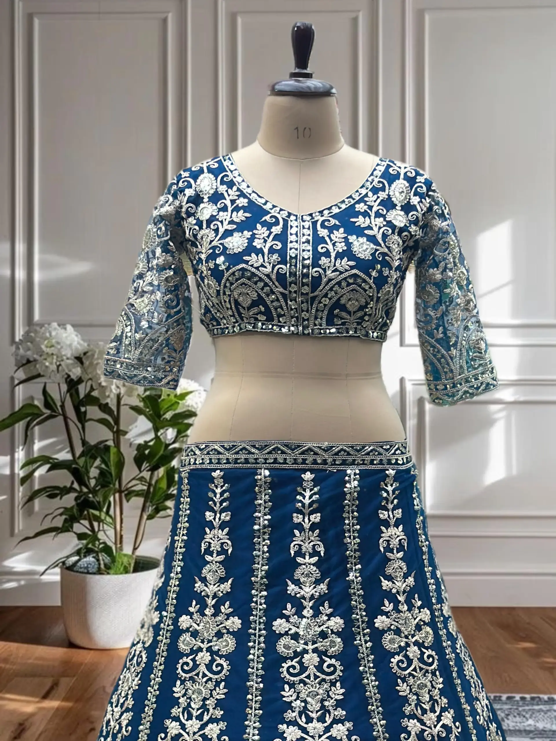 Blue Embroidery Big Size Lehenga