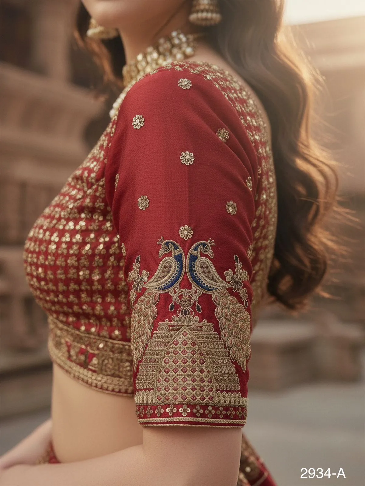 Bridal Double Dupatta Lehenga with Handwork - Image 3