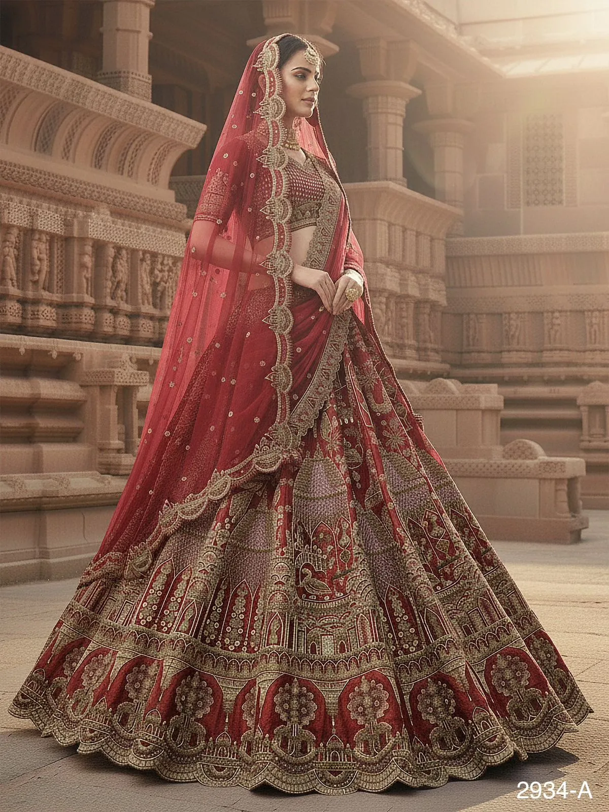 Bridal Double Dupatta Lehenga with Handwork - Image 8