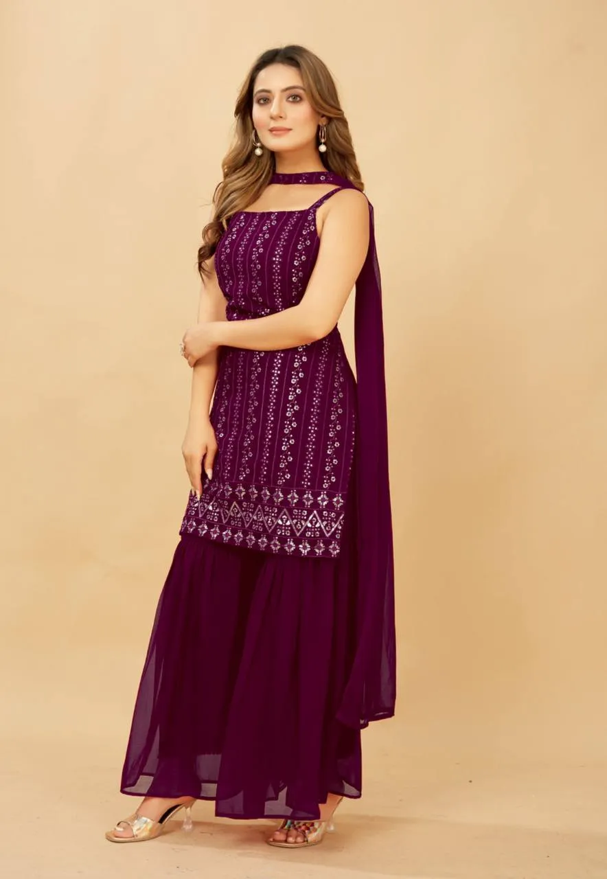 Buy Sleeveless Embroidery Kurti Set