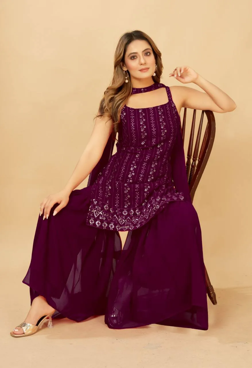Buy Sleeveless Embroidery Kurti Set