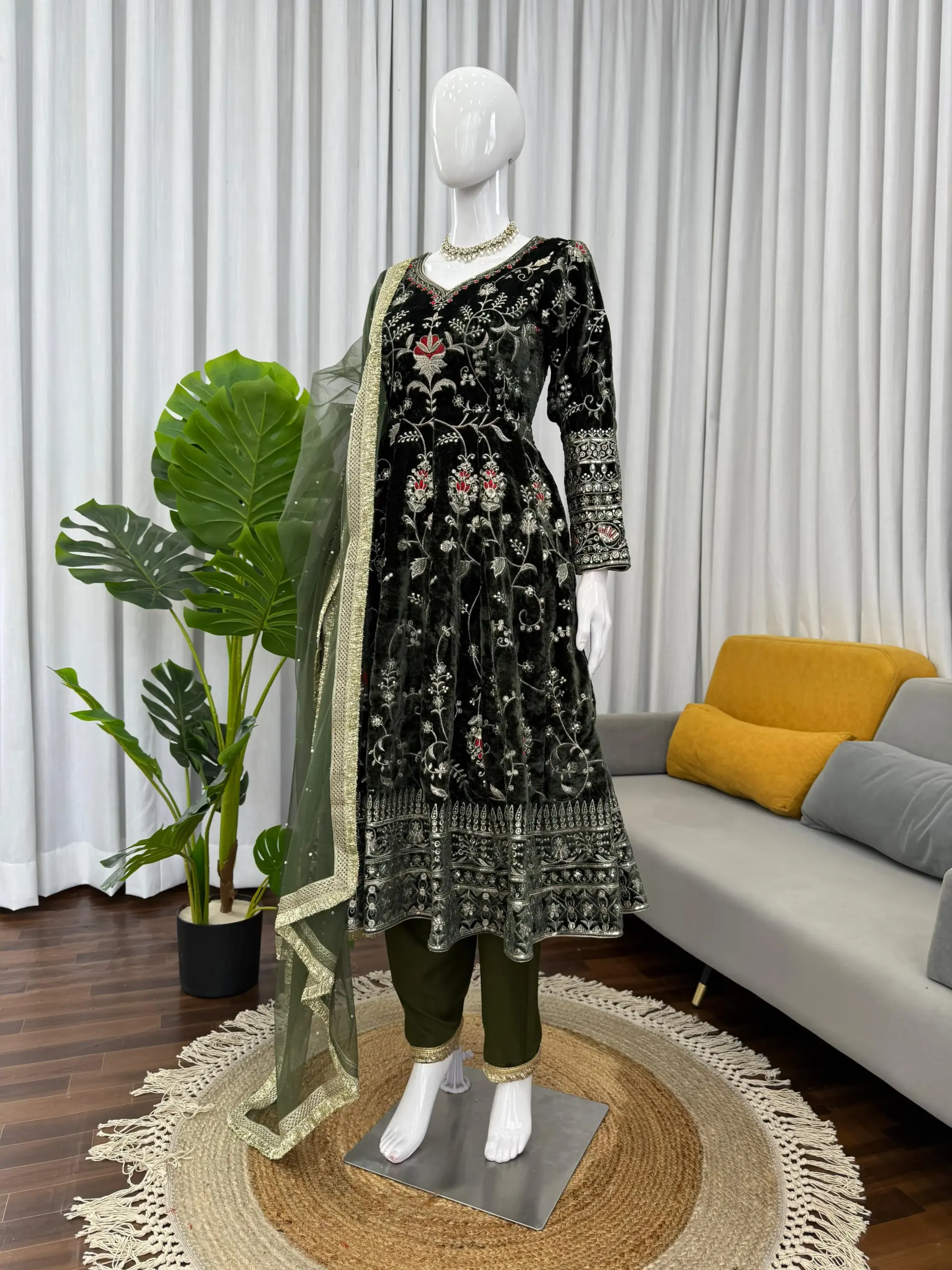 Buy Winter Velvet Anarkali Suit Under 2500
