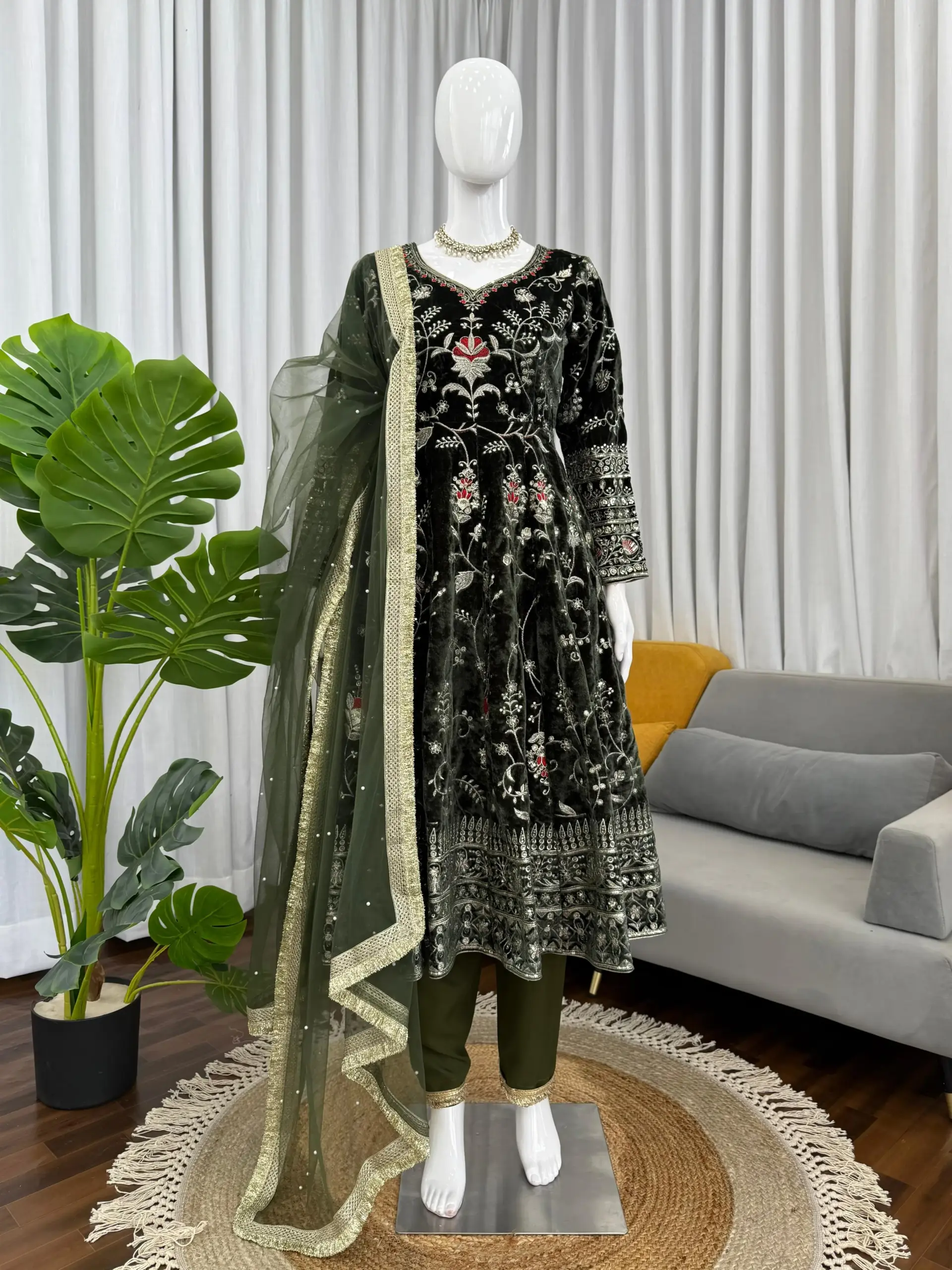 Buy Winter Velvet Anarkali Suit Under 2500