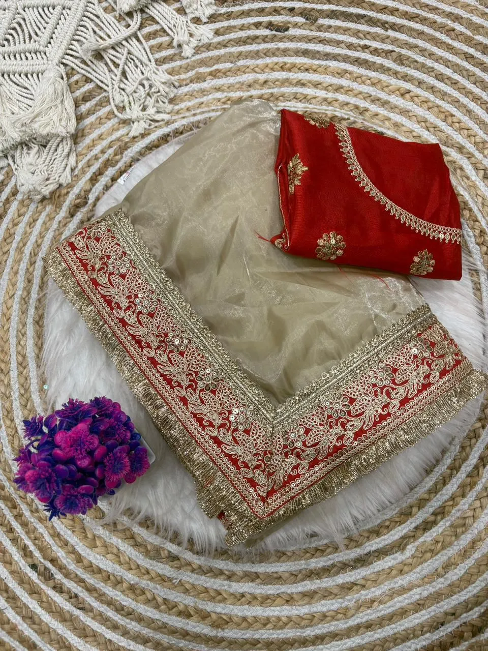 Durga Pooja Madhuri Inspired Saree