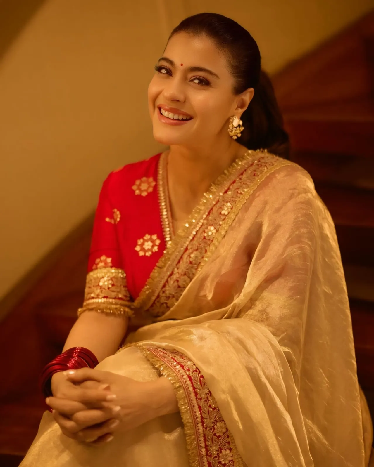 Durga Pooja Madhuri Inspired Saree
