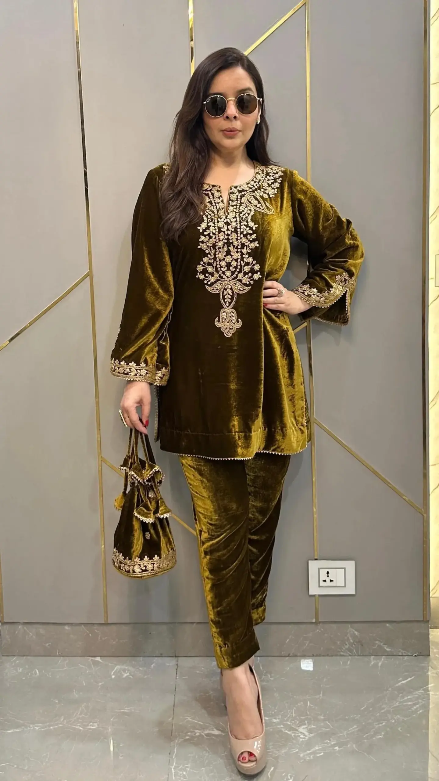 Embroidered Velvet Co ord Set Trending