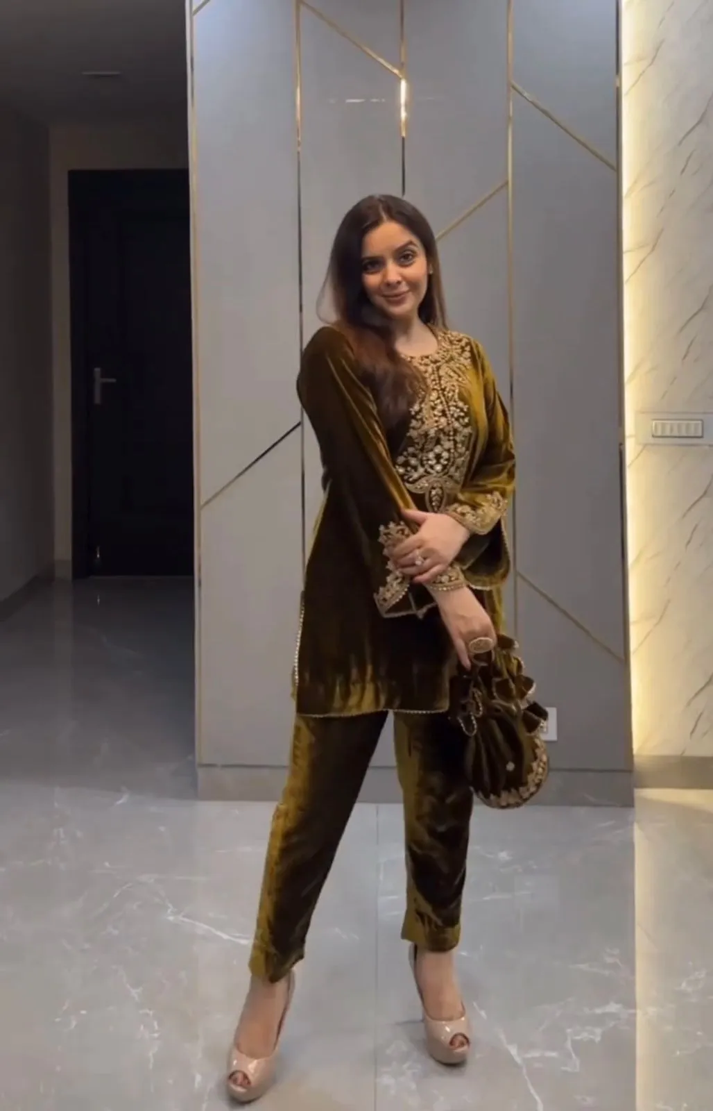 Embroidered Velvet Co ord Set Trending