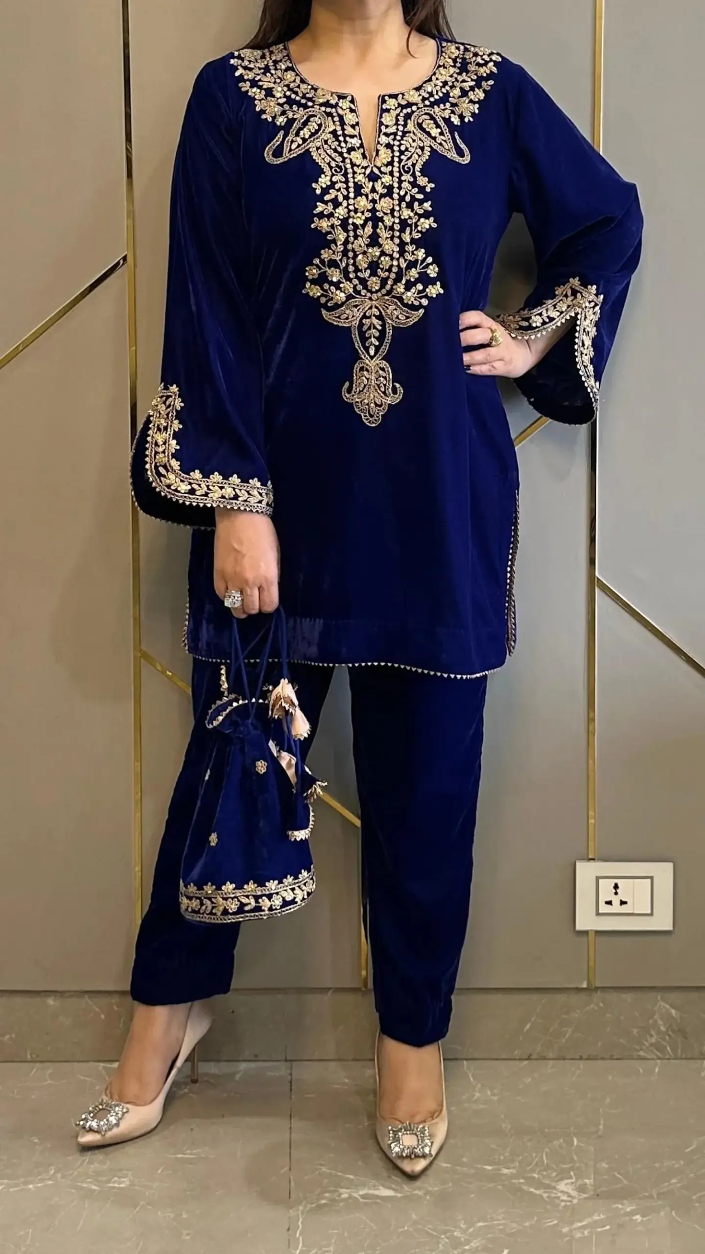 Embroidered Velvet Co ord Set Trending
