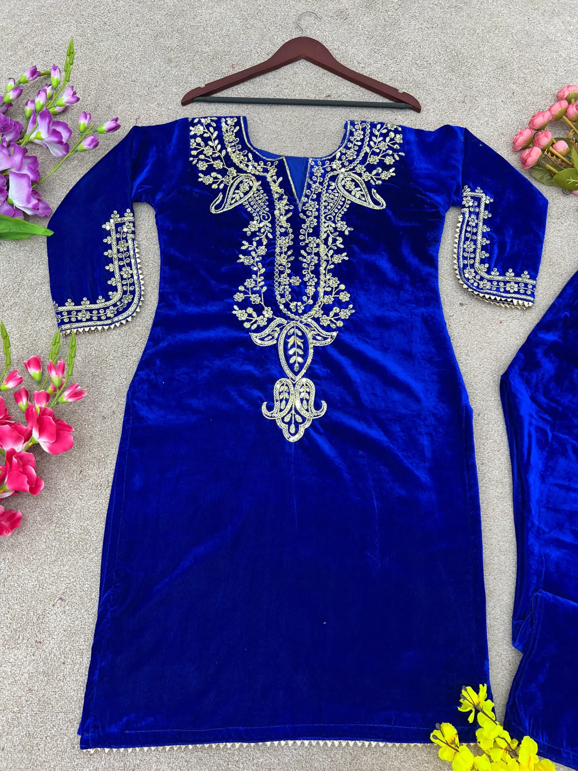 Embroidered Velvet Co ord Set Trending