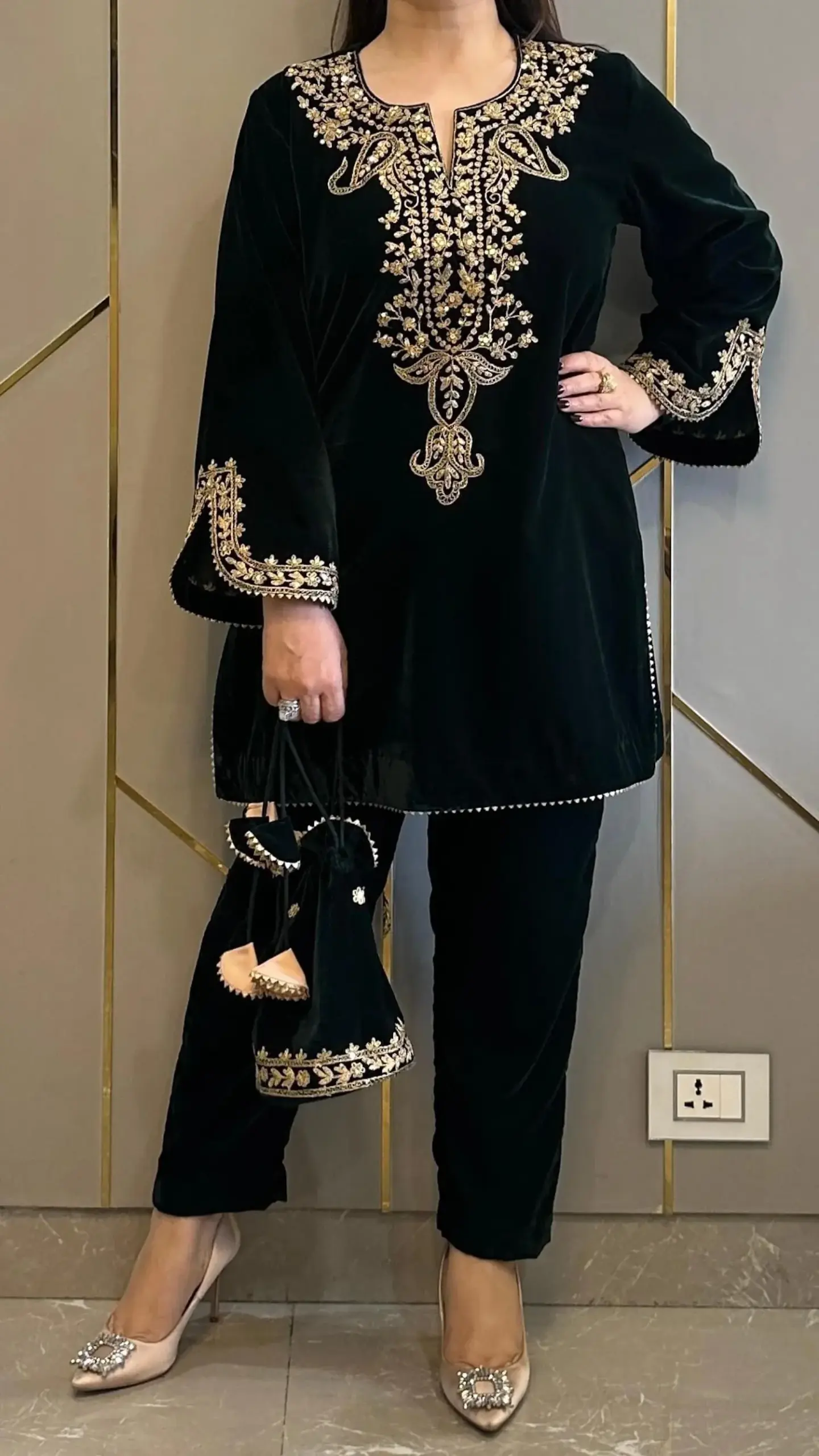 Embroidered Velvet Co ord Set Trending