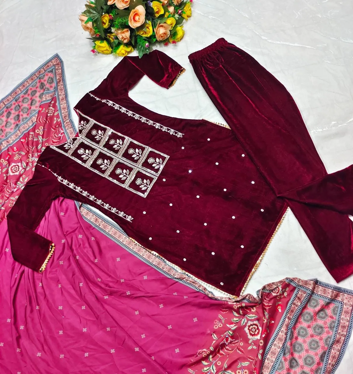 Embroidery Velvet Readymade Salwar