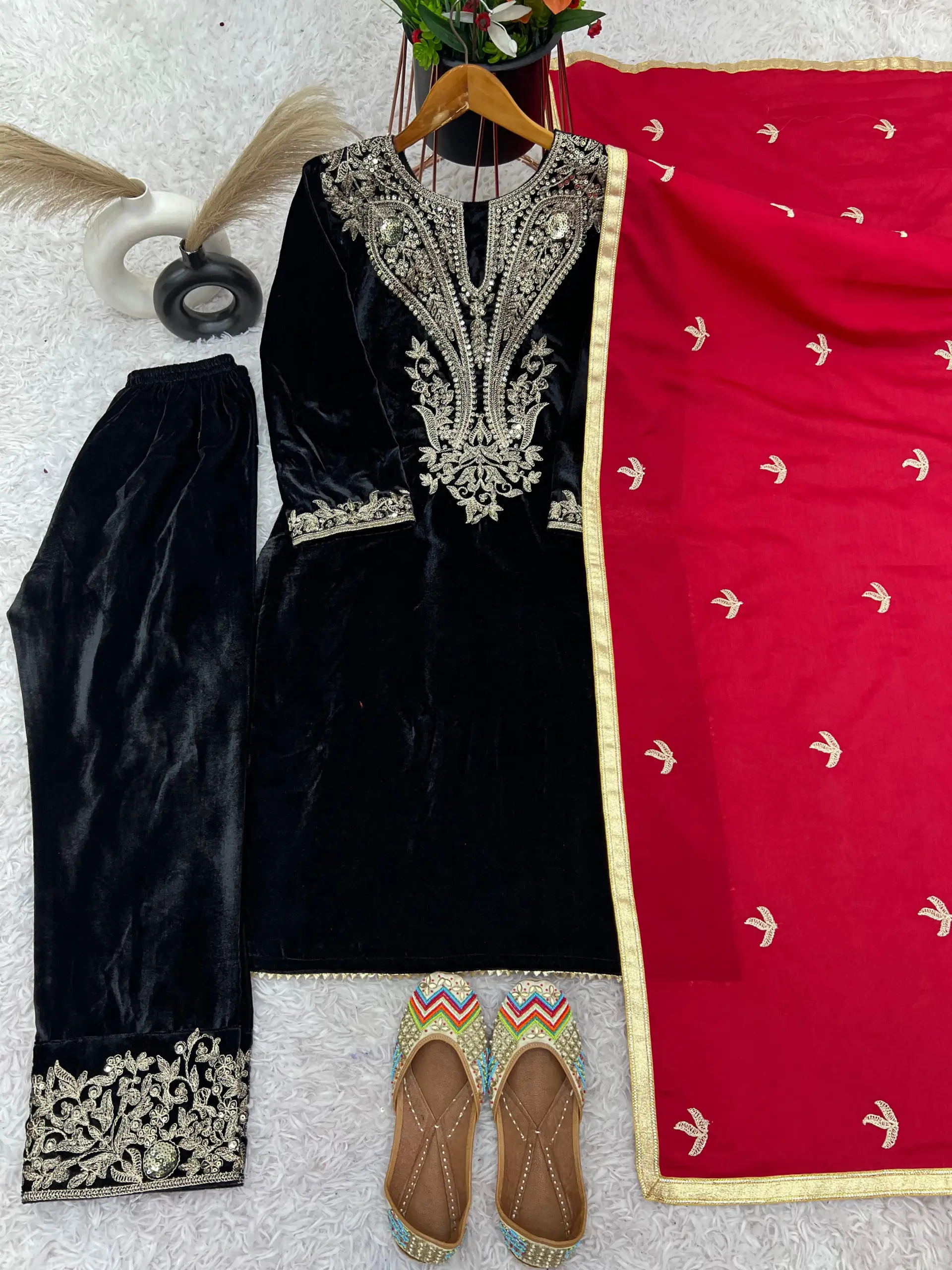 Embroidery Velvet Salwar Suit for winter