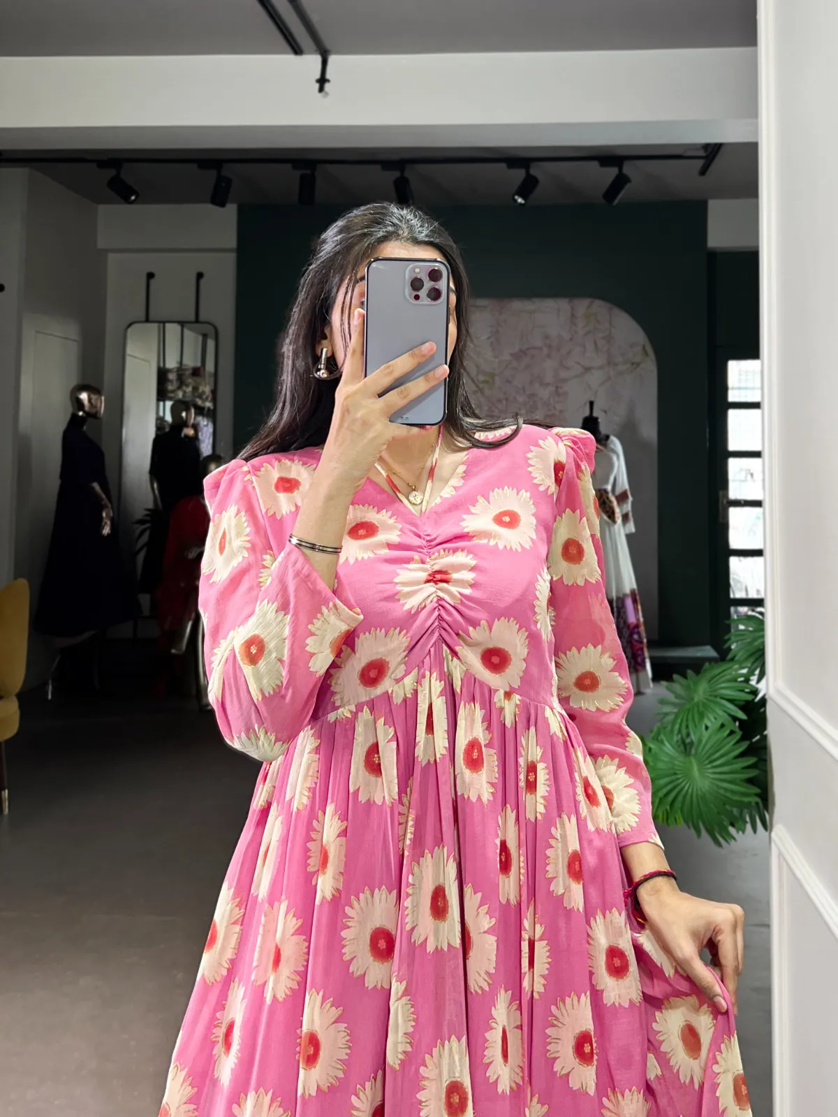 Fancy Readymade Floral Pink Frock