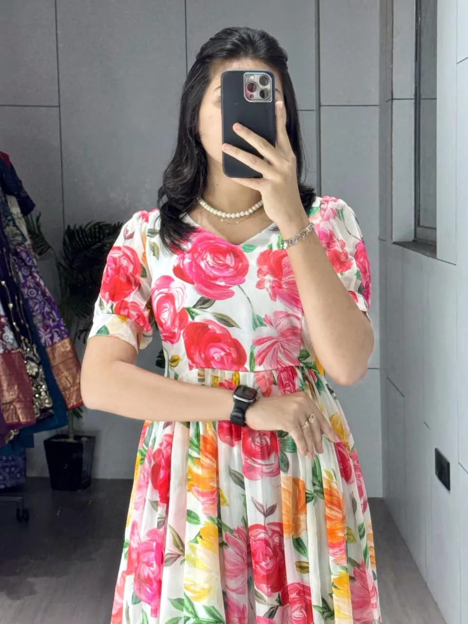 Floral Long Kurti Gown