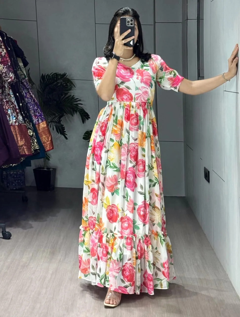 Floral Long Kurti Gown