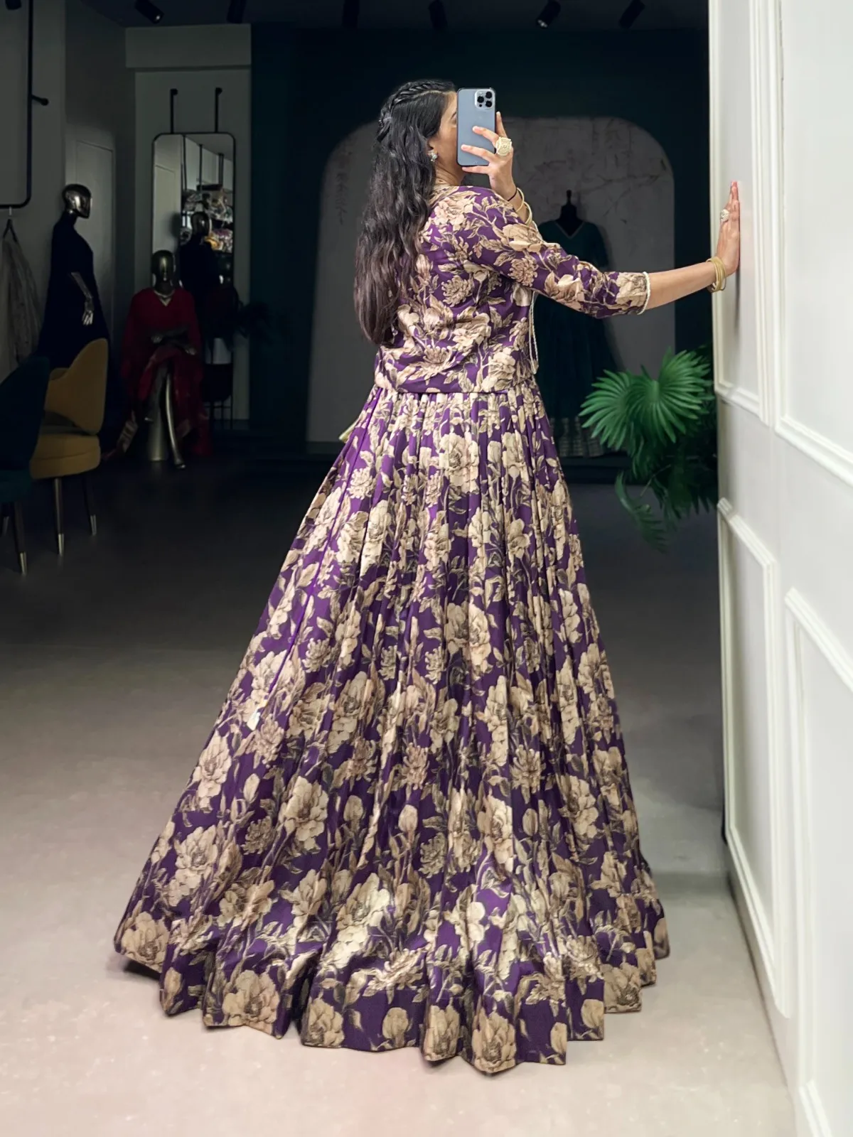 Floral Readymade Lehenga Choli with Koti