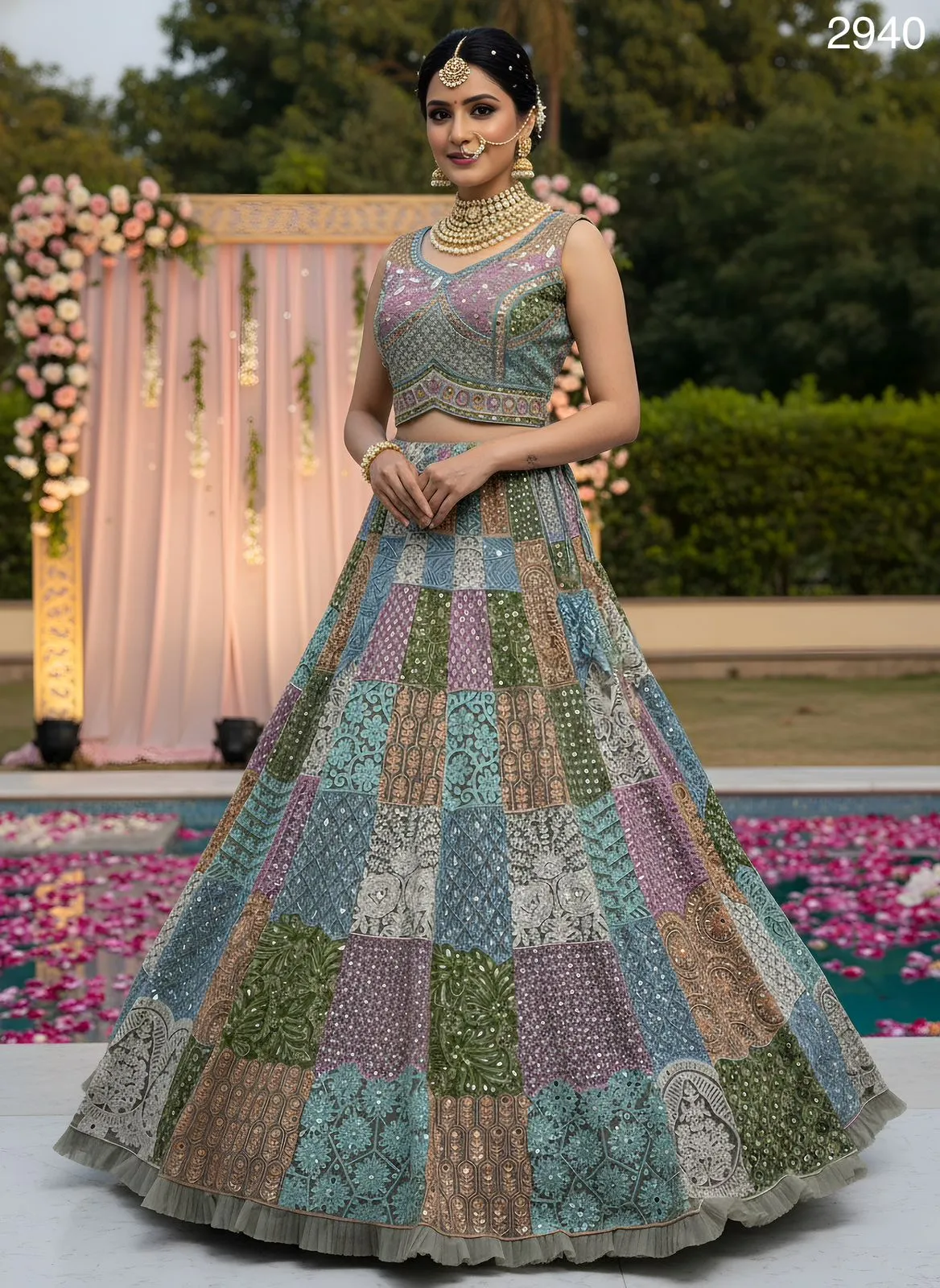 Full Embroidery Multi Color Bridal Lehenga