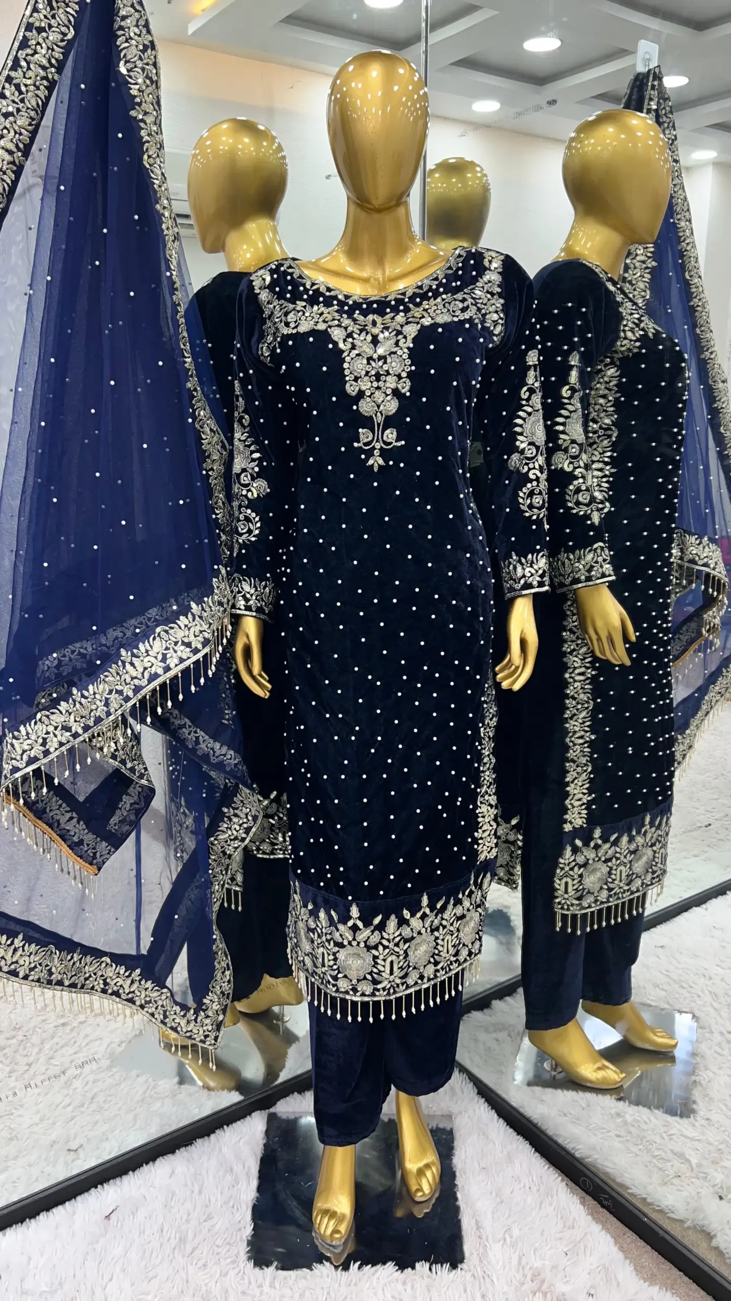 Heavy Embroidery Readymade Velvet Pakistani Suit