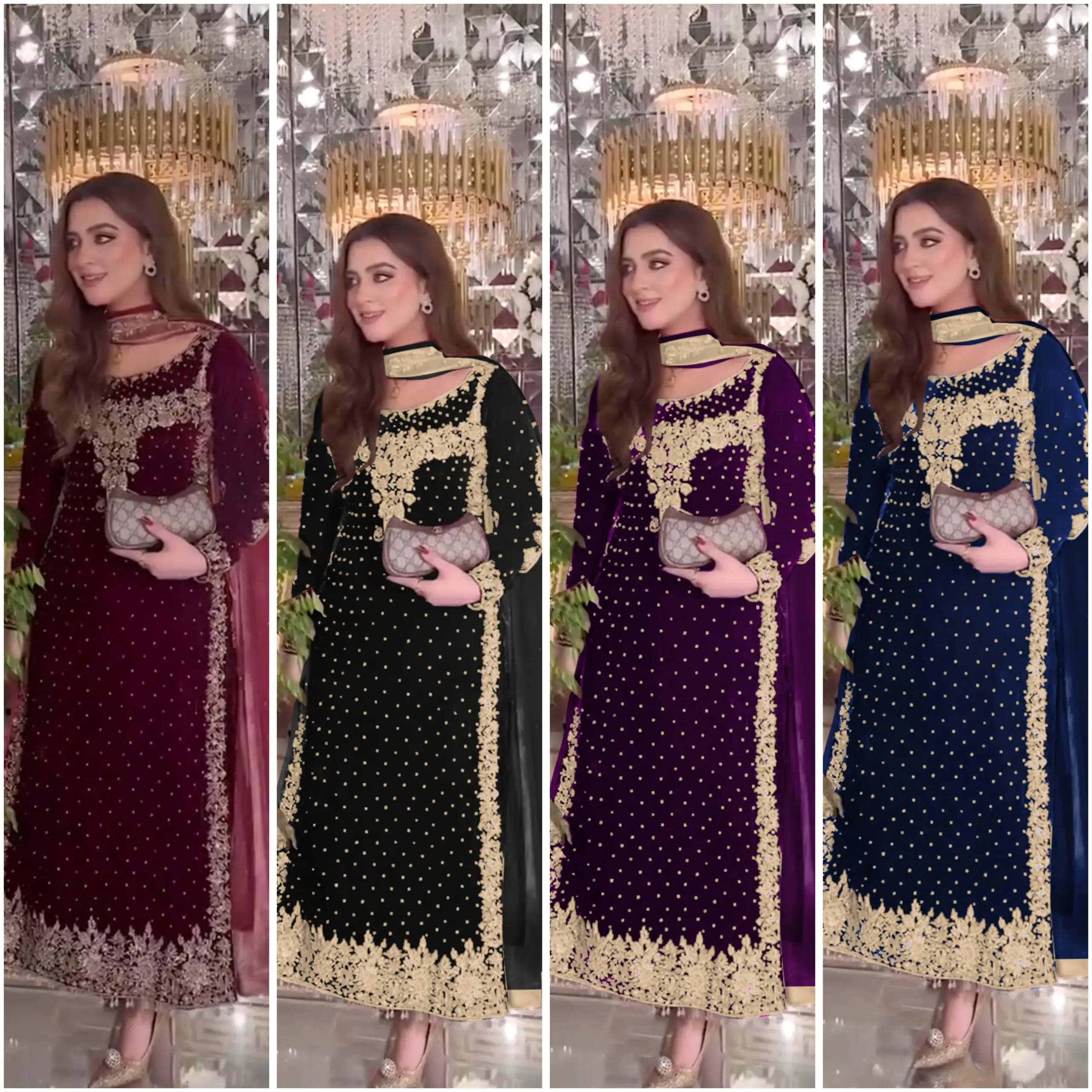Heavy Embroidery Readymade Velvet Pakistani Suit