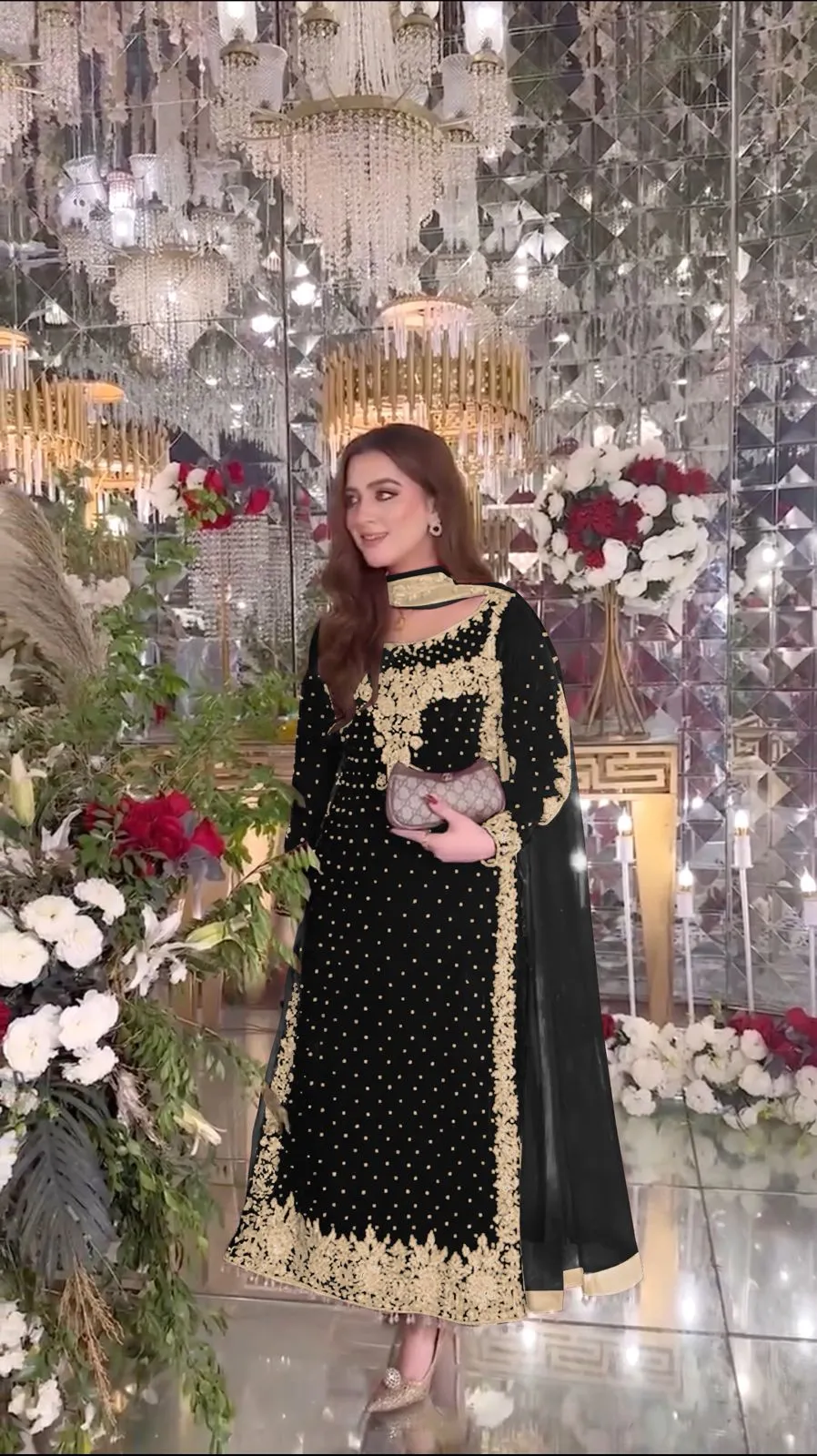 Heavy Embroidery Readymade Velvet Pakistani Suit