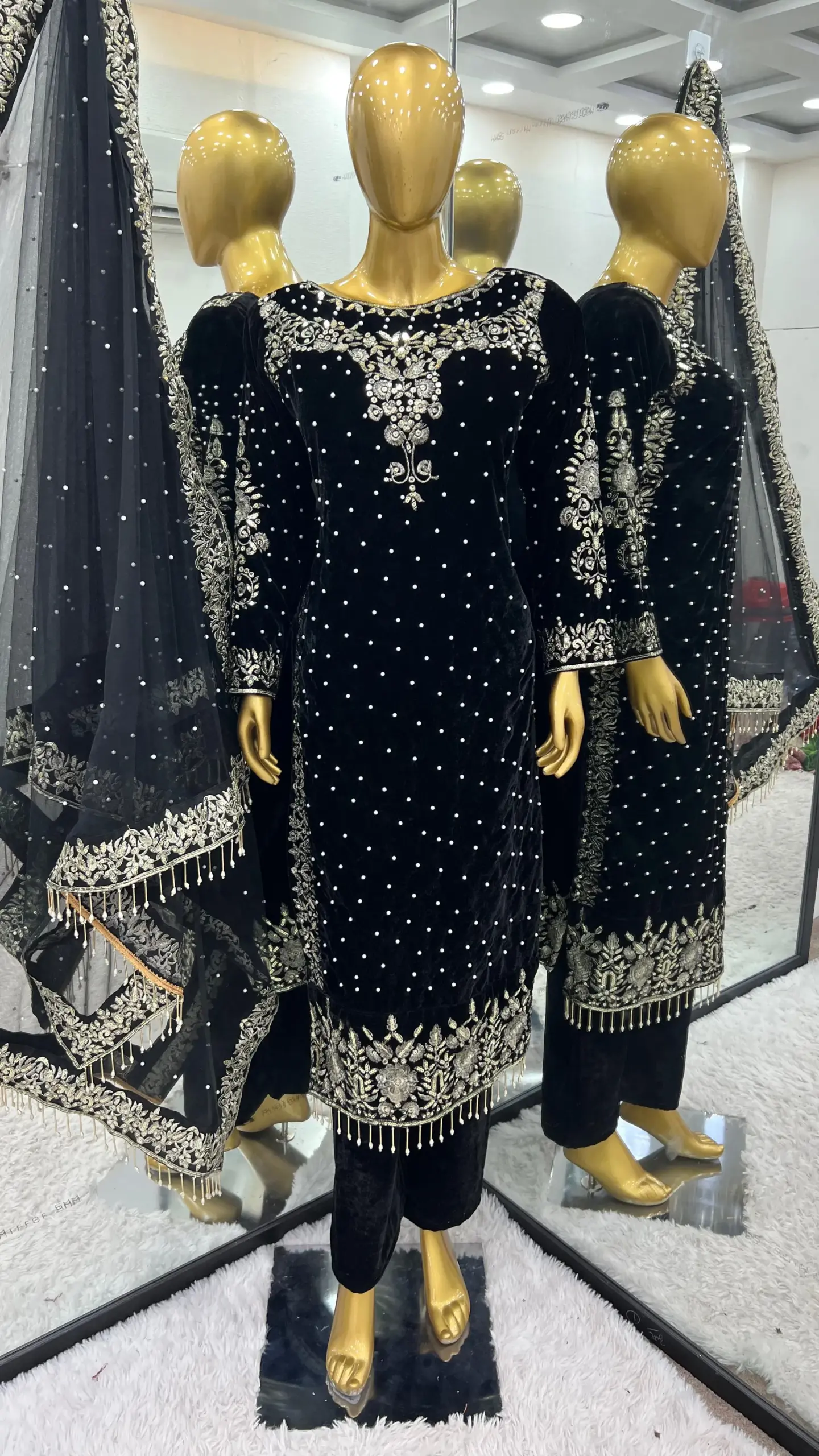 Heavy Embroidery Readymade Velvet Pakistani Suit