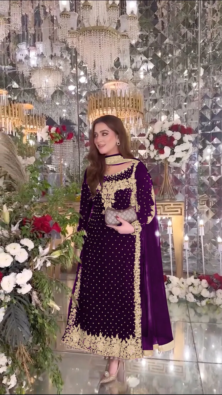 Heavy Embroidery Readymade Velvet Pakistani Suit