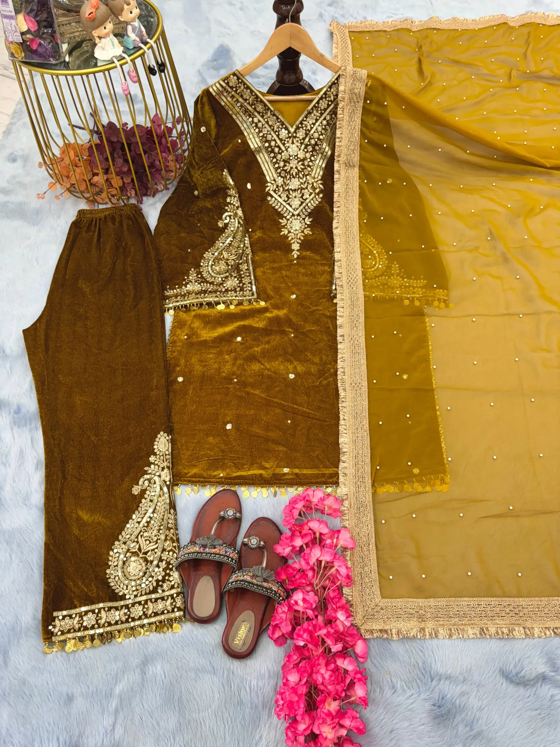 Heavy Embroidery Velvet Salwar Suit for Winter