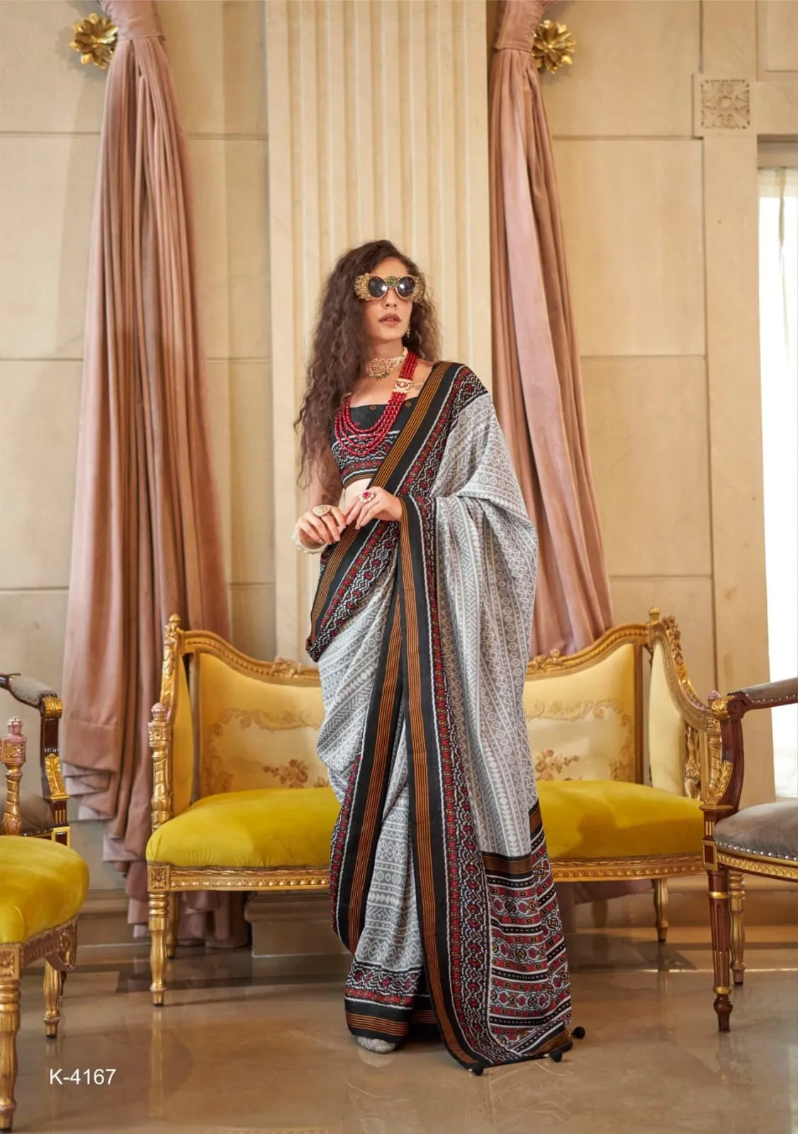Ikkat Silk Printed Saree Collection
