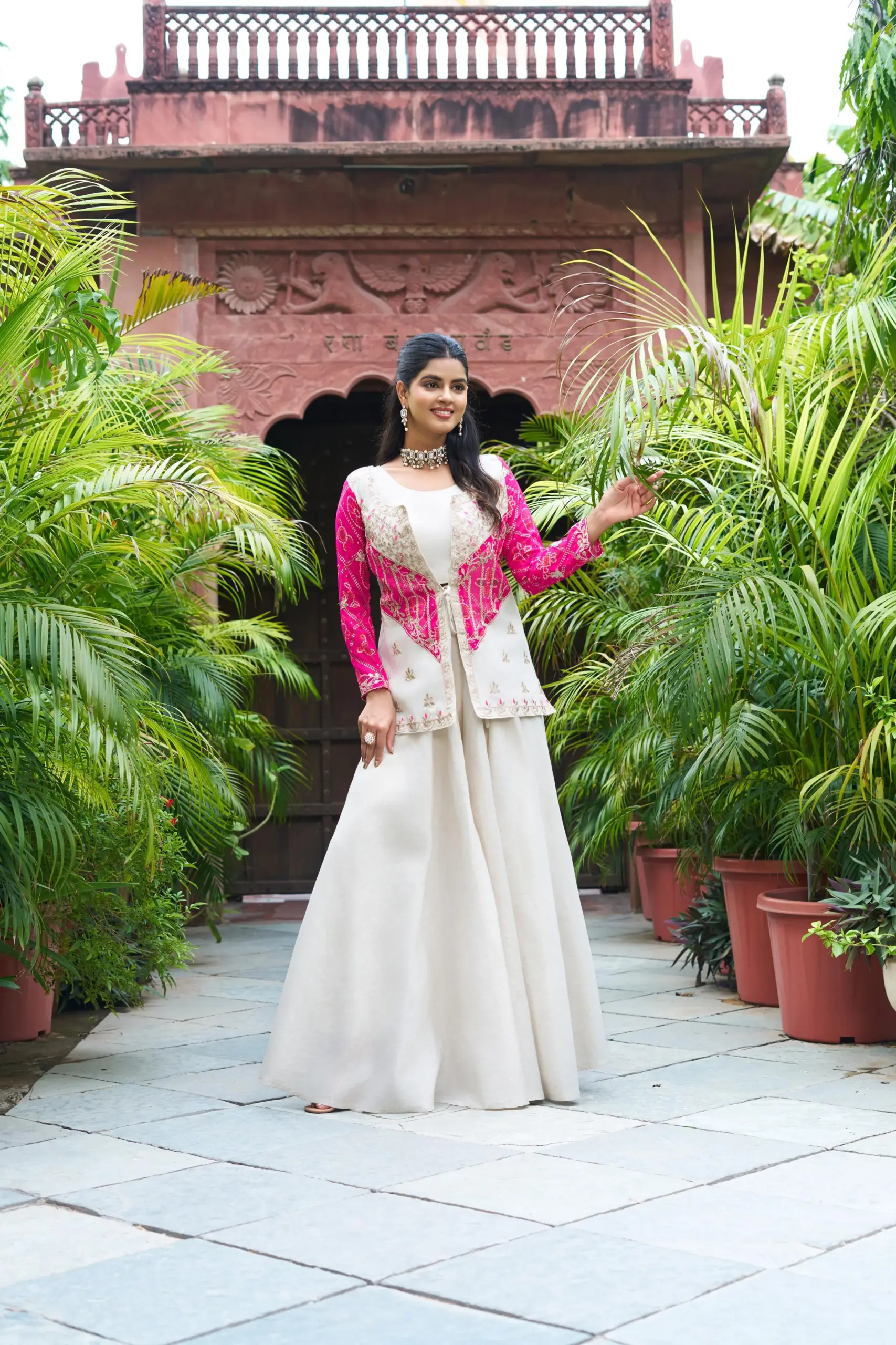 Indo Western with Bandhej Jacket for Wedding