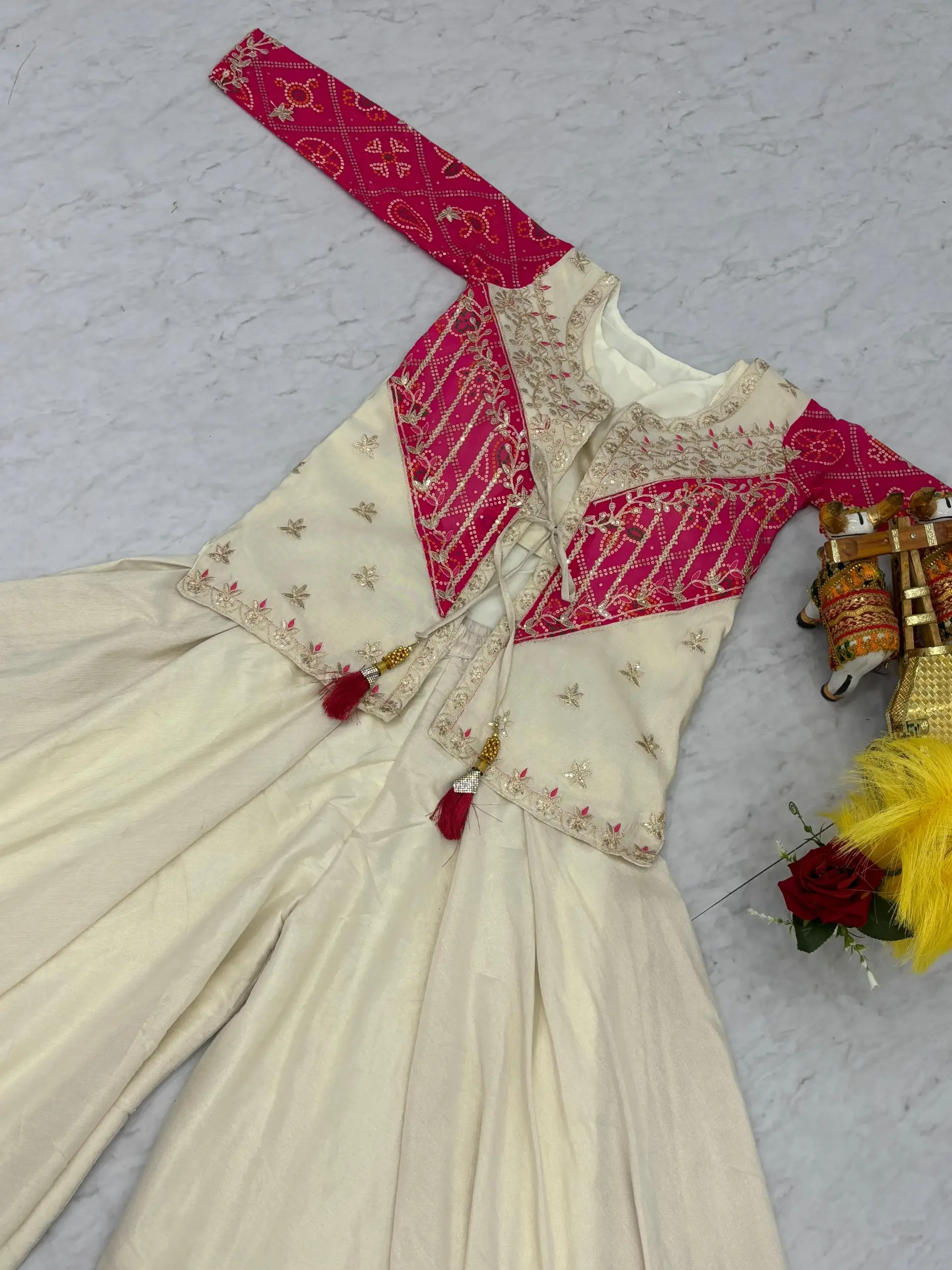 Indo Western with Bandhej Jacket for Wedding