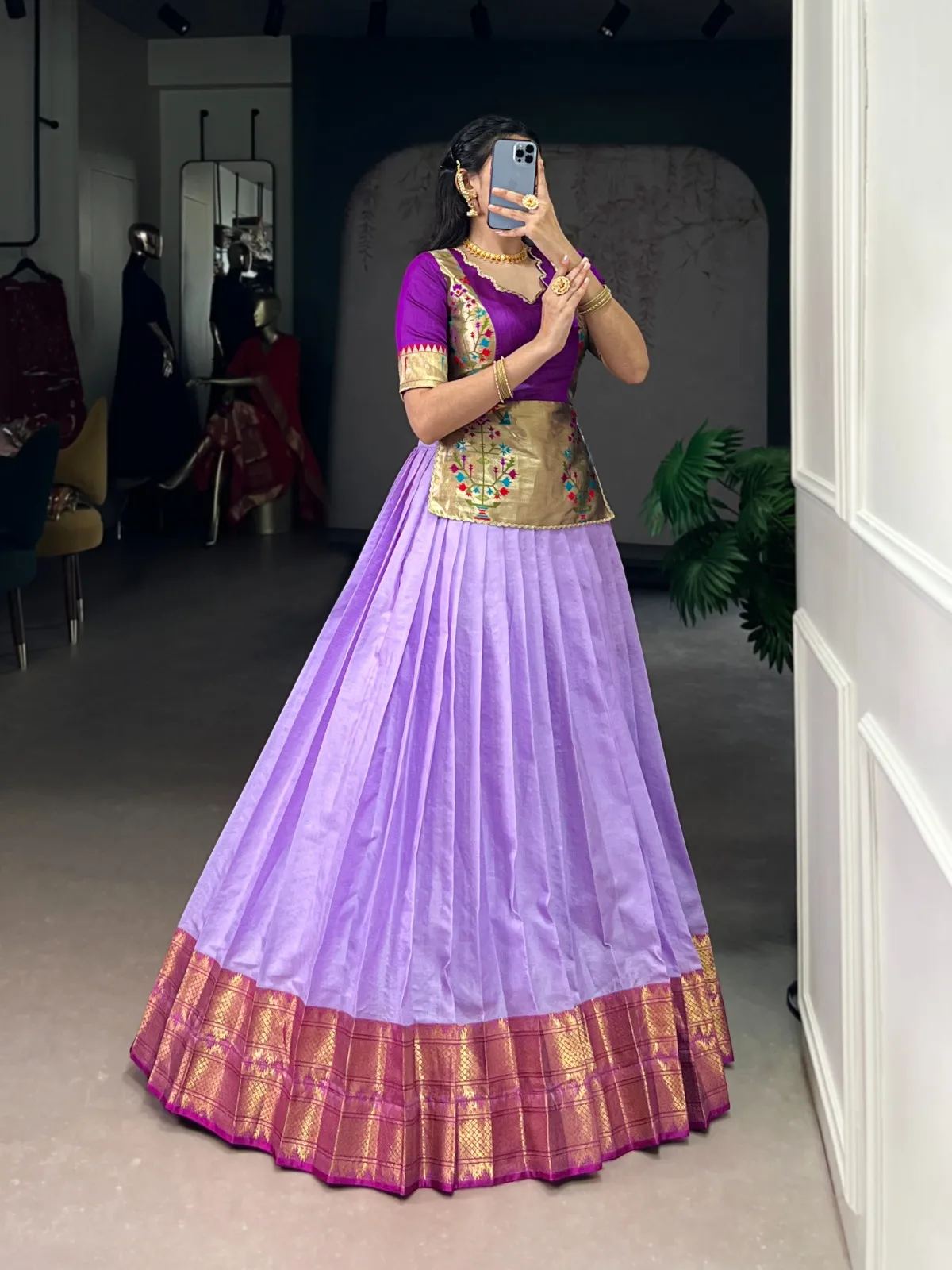 Lavender Cotton Silk Co Set Lehenga